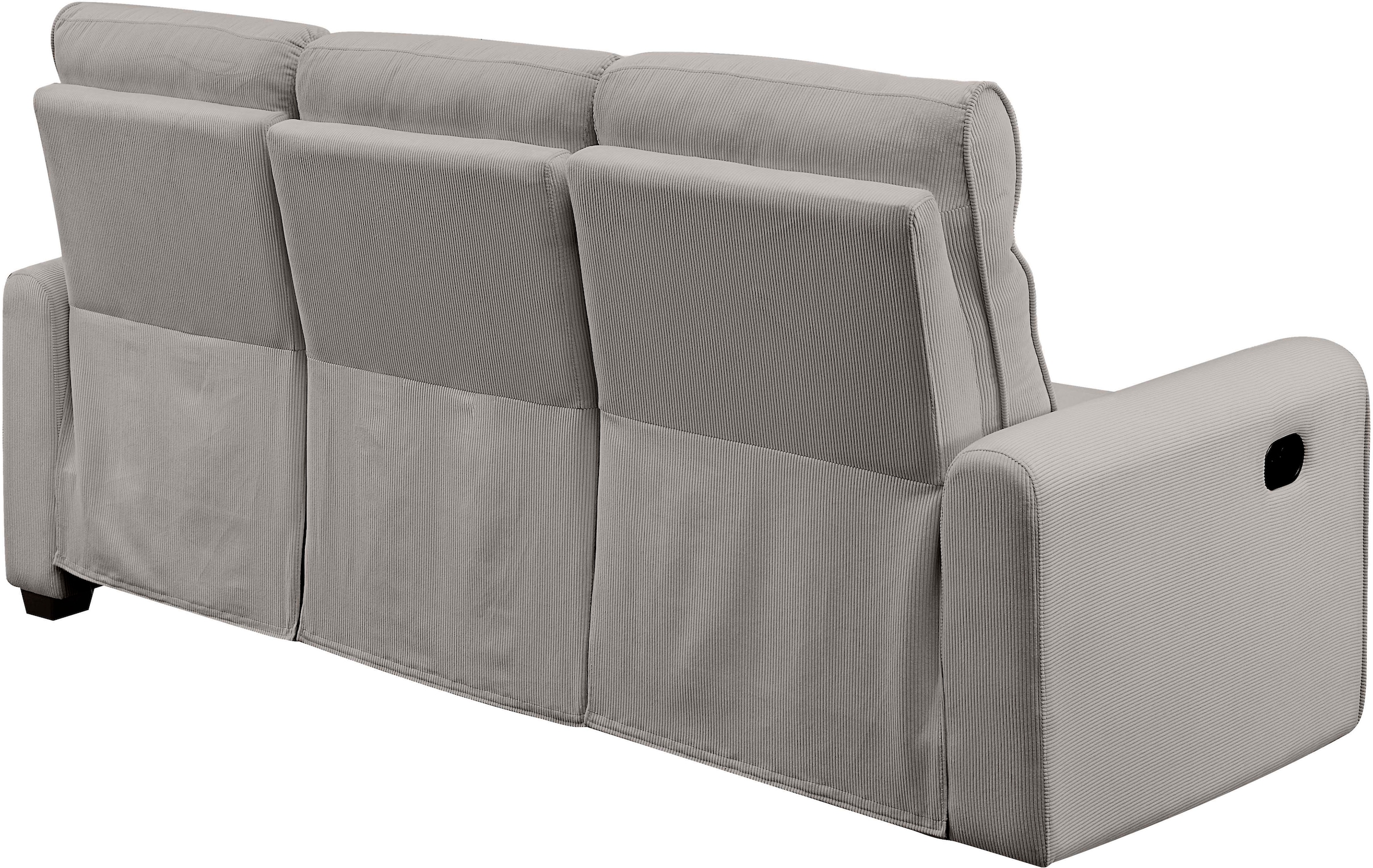 ATLANTIC home collection Ecksofa »Gero L-Form«, mit Relaxfunktion und Stauraum, mit Cord-Bezug