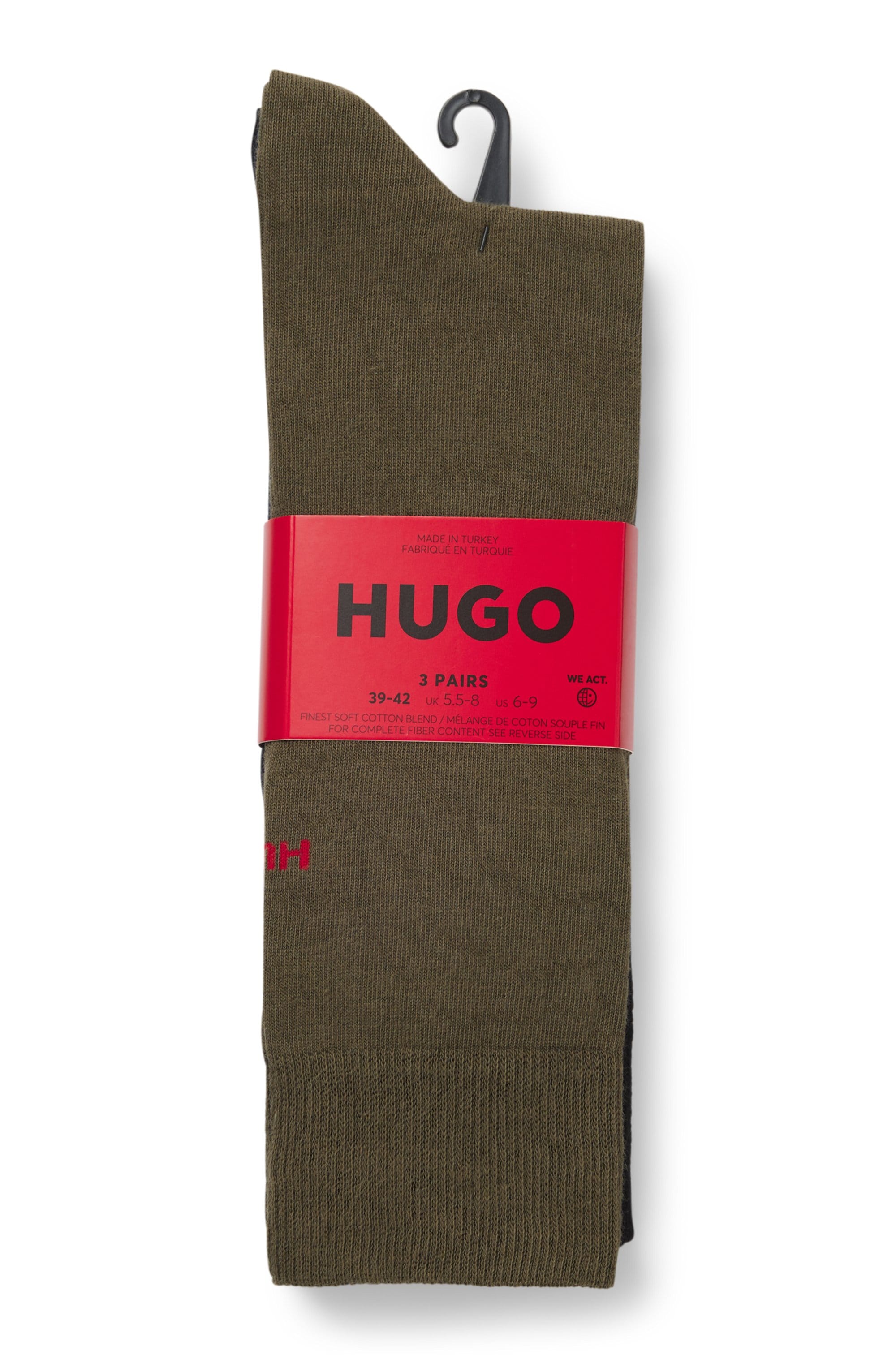 HUGO Underwear Businesssocken »3P RS UNI CC« Packung, 3er Pack, 3 Paar tlg. mit kontrastfarbenen HUGO Logo-Schriftzug