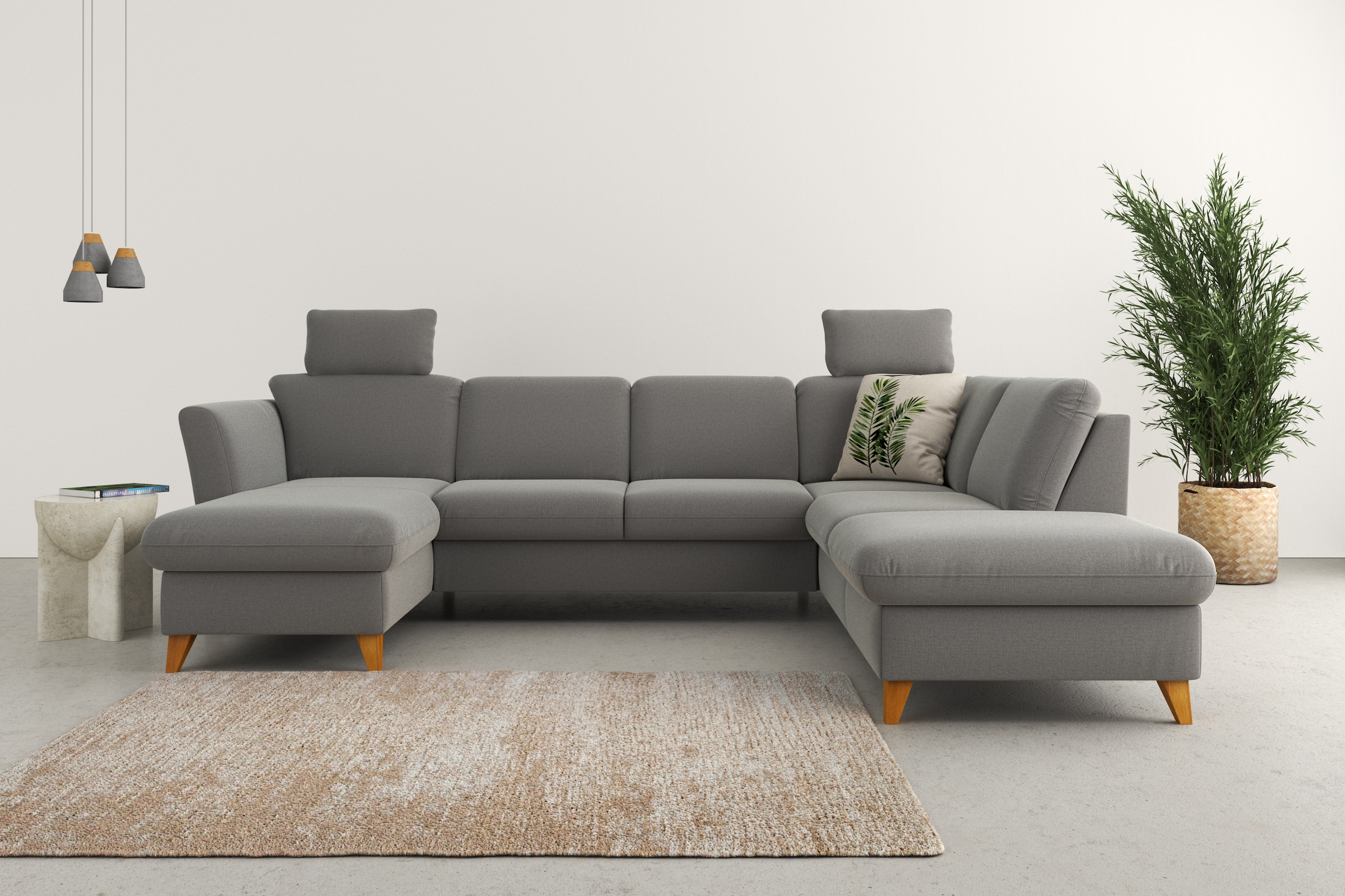 Home affaire Wohnlandschaft »Trelleborg U-Form«, Federkern-Polsterung, wahlweise mit Bettfunktion und Stauraum