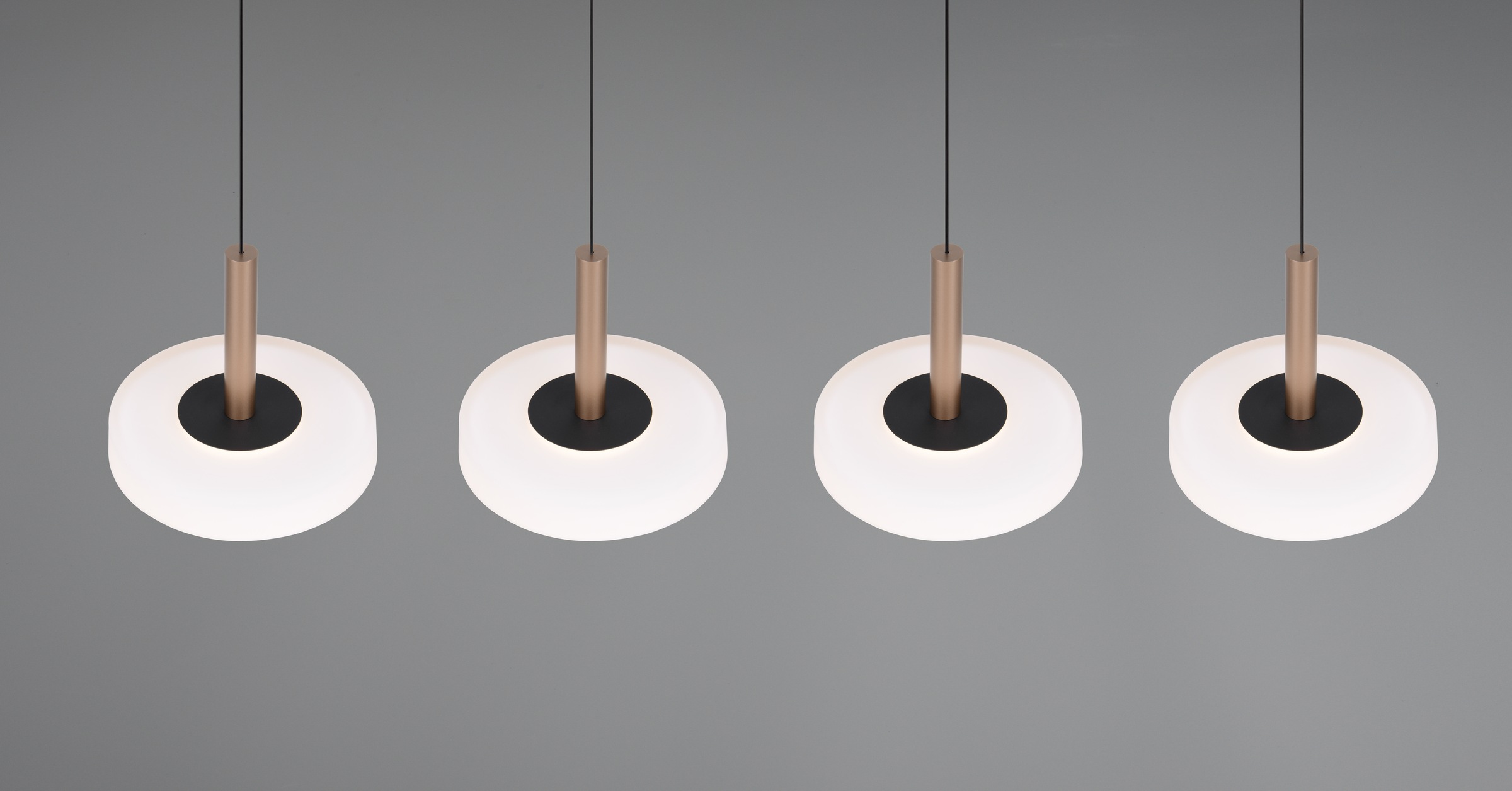 TRIO Leuchten LED Pendelleuchte »CELESTE dimmbare LED Hängelampe aus Metall und Glas, 7,5W, 750 Lumen«, 4 flammig, Leuchtmittel LED-Board | LED fest integriert, 4-flammig einfach höhenverstellbar von 50-200 cm 3-Stufen Dimmfunktion