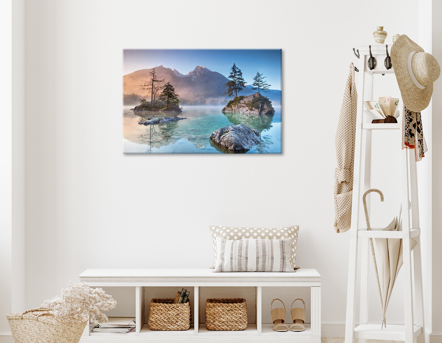Bönninghoff Leinwandbild »Wandbild HINTERSEE BAYERN 60x90 cm – Leinwandbild Keilrahmen Deko« See 1 Stk. tlg. auf Keilrahmen gespannt