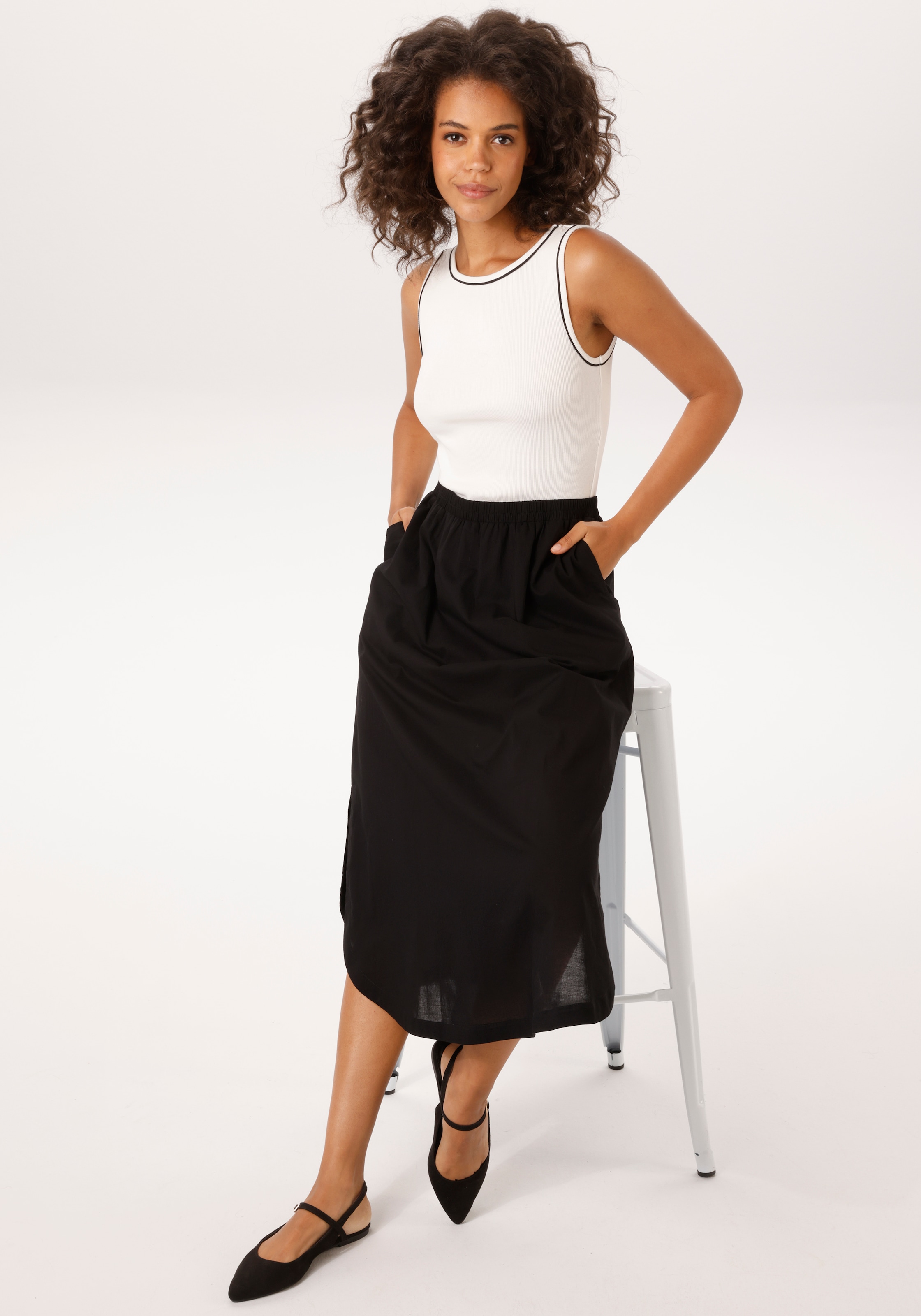 Aniston CASUAL Sommerkleid mit kontastfarbenen Pipings im Oberteil - NEUE KOLLEKTION