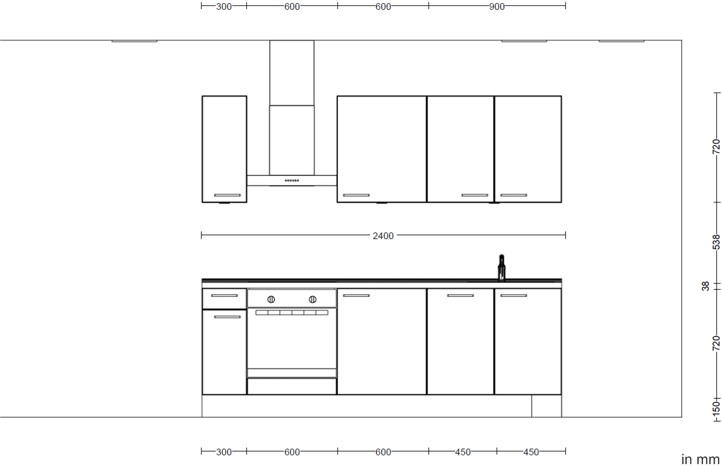 nobilia® Küchenzeile »"Easytouch I"«, vormontiert, Ausrichtung wählbar, Breite 240 cm, wahlw. mit E-Geräten
