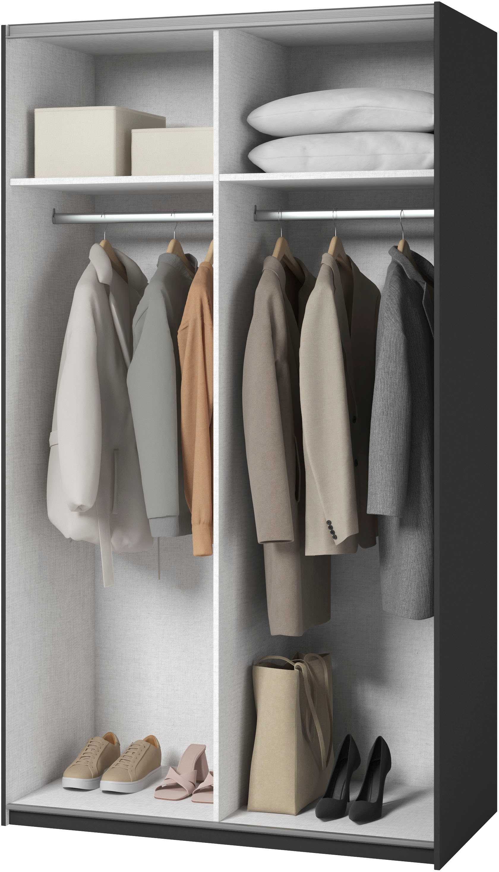 INOSIGN Kleiderschrank »Eastvale, 120x64x210cm, ideal für kleine Räume oder Nischen«, Schrank mit Schwebetüren, FSC-zertifiziert, Metallgriffe