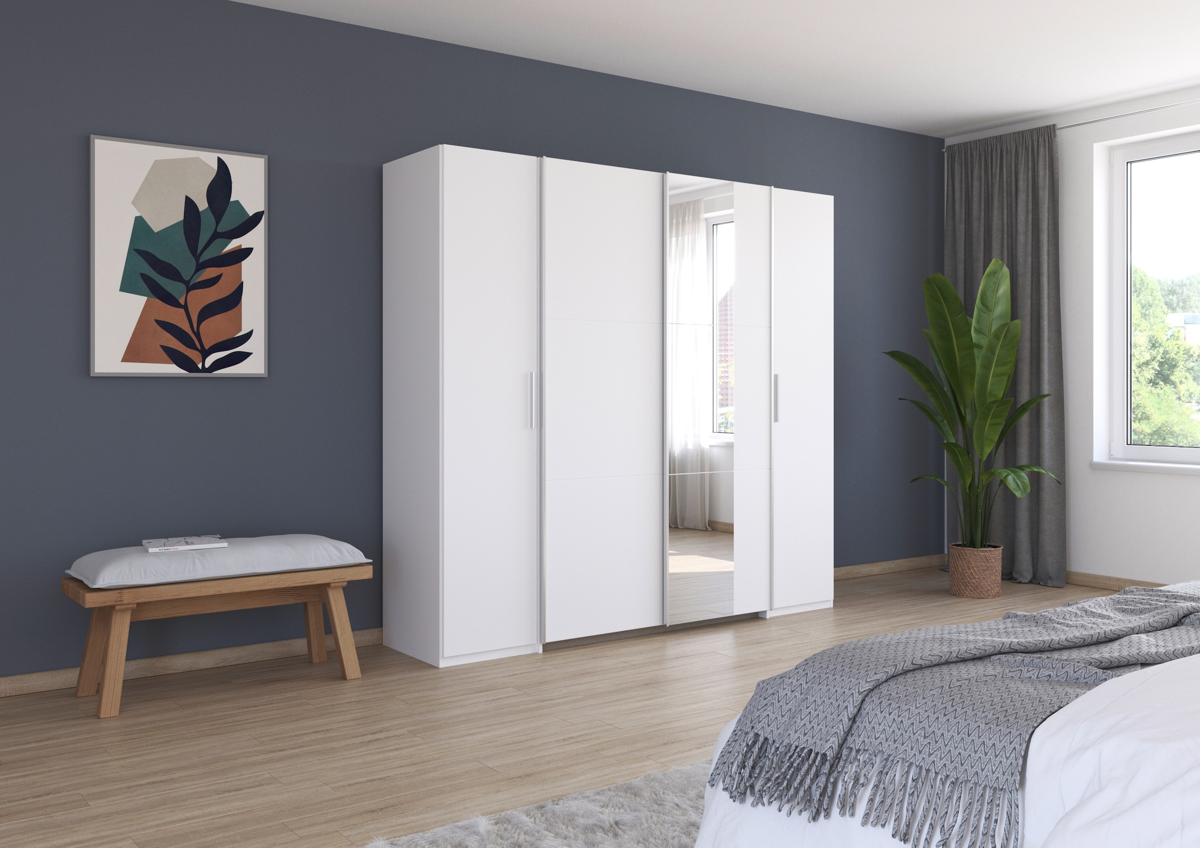 rauch Schwebetürenschrank »Kleiderschrank Drehtürenschrank Schrank Garderobe KRONACH TOPSELLER« in 3 Ausstattungen BASIC/CLASSIC/PREMIUM, Breiten 225/268/311/354 cm,  Kombischrank optional mit 1 oder 2 Spiegel viele Böden MADE IN GERMANY