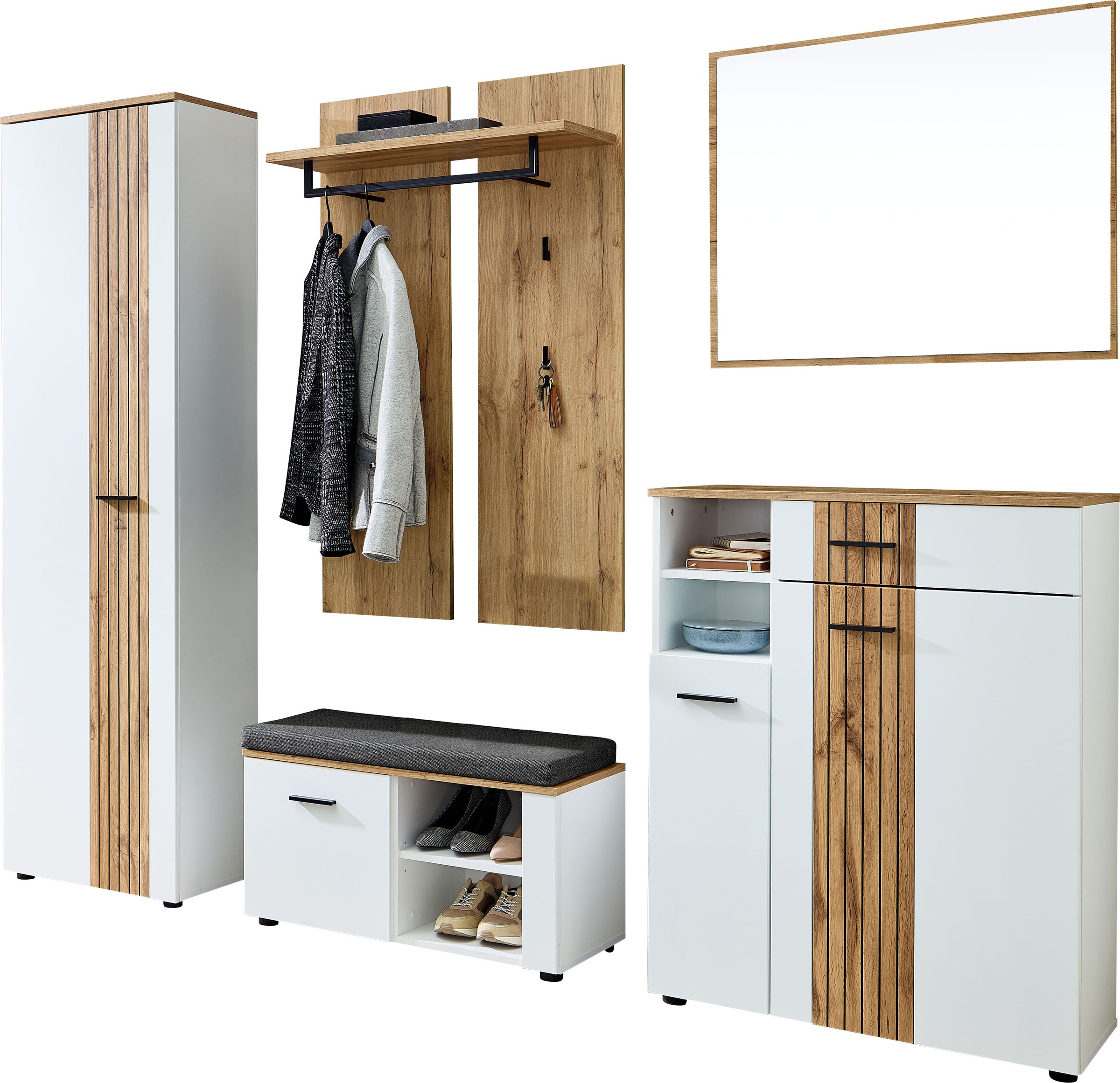 Innostyle Garderoben-Set »Garderobenset Sparks, 247x202x38cm (B/H/T)« 5 Stk günstig online kaufen