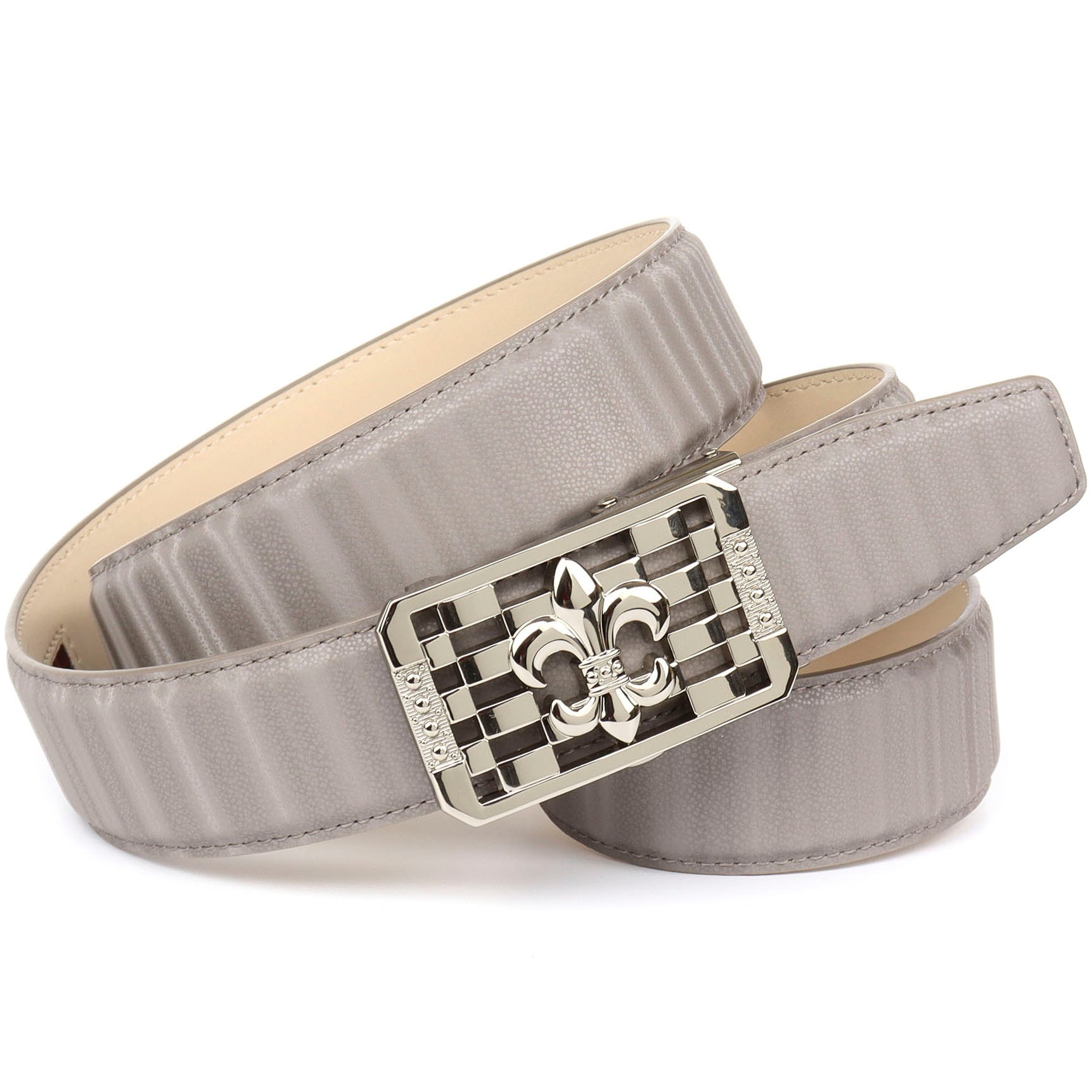 Anthoni Crown Ledergürtel, Lilien-Schnalle mit kaufen silberfarbener online stilisierter