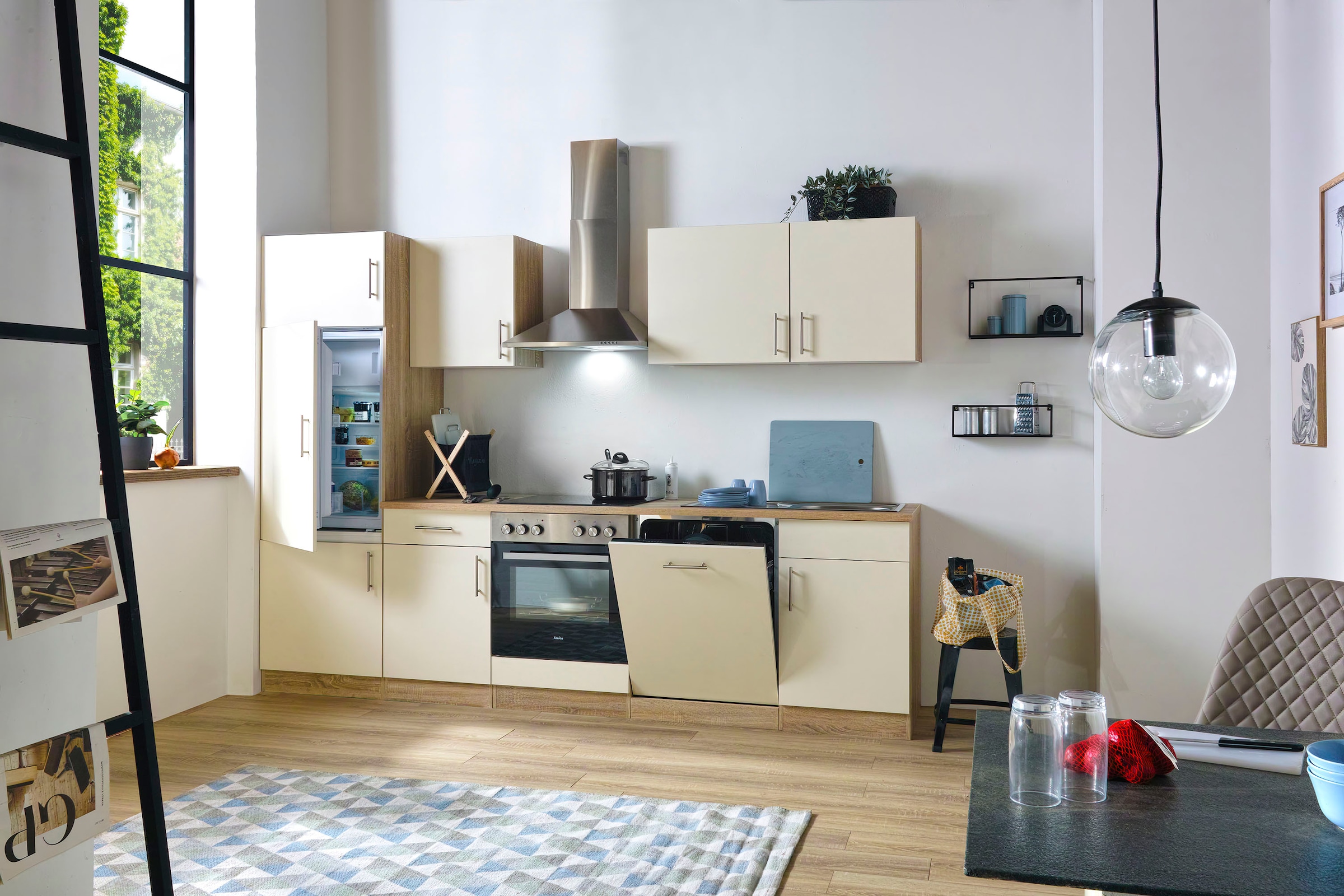 wiho Küchen Küchenzeile »Kiel«, 280 Breite cm E-Geräten, Raten mit auf Geschirrspüler, kaufen inkl