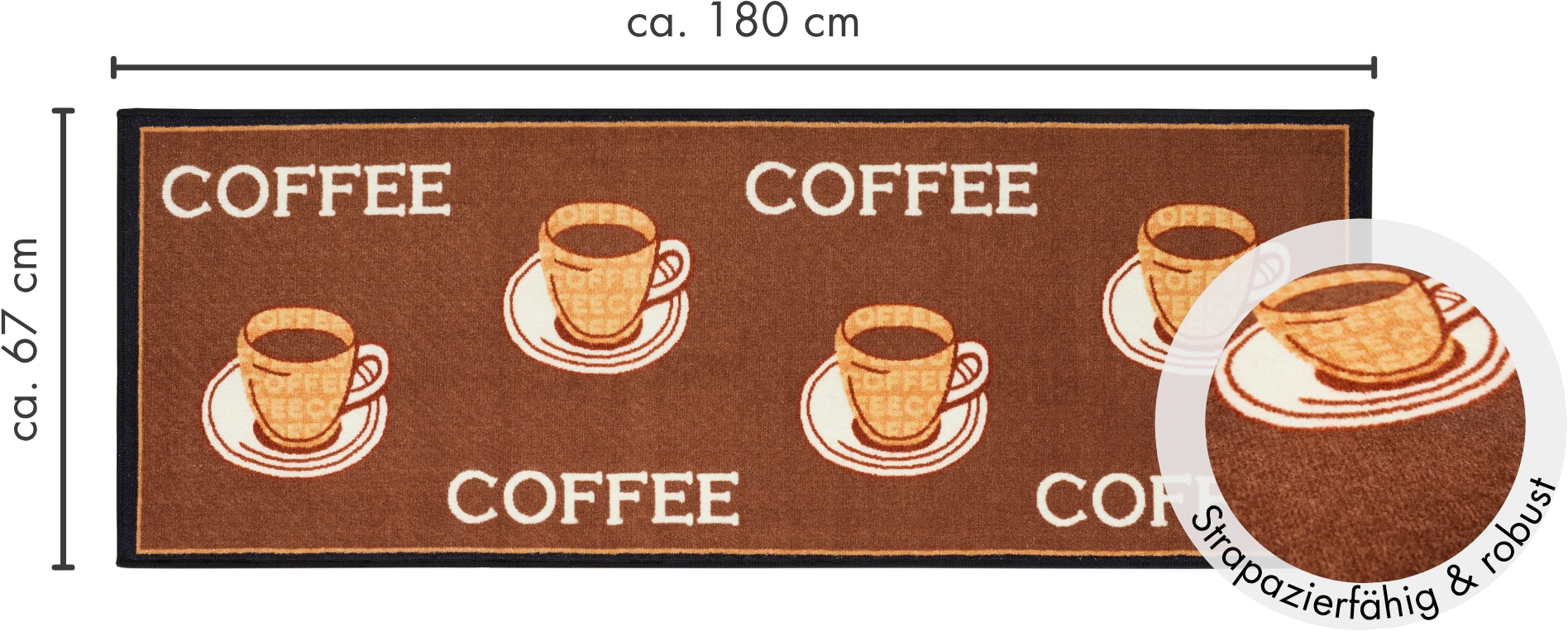 Andiamo Küchenläufer »Coffee« rechteckig 5 mm Höhe Motiv Kaffee, mit Schriftzug, Küche, Kundenliebling