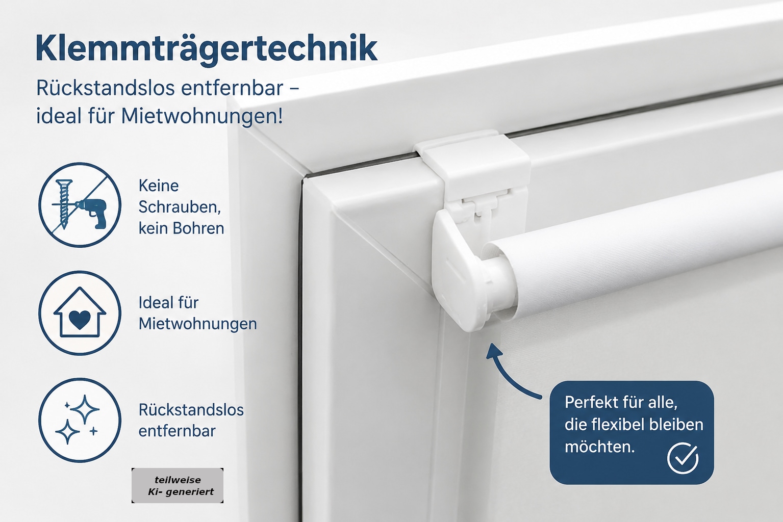 indeko Seitenzugrollo »Simply-Fix Klemmrollo« blickdicht freihängend Verdunklung, Sichtschutz, UV-Schutz