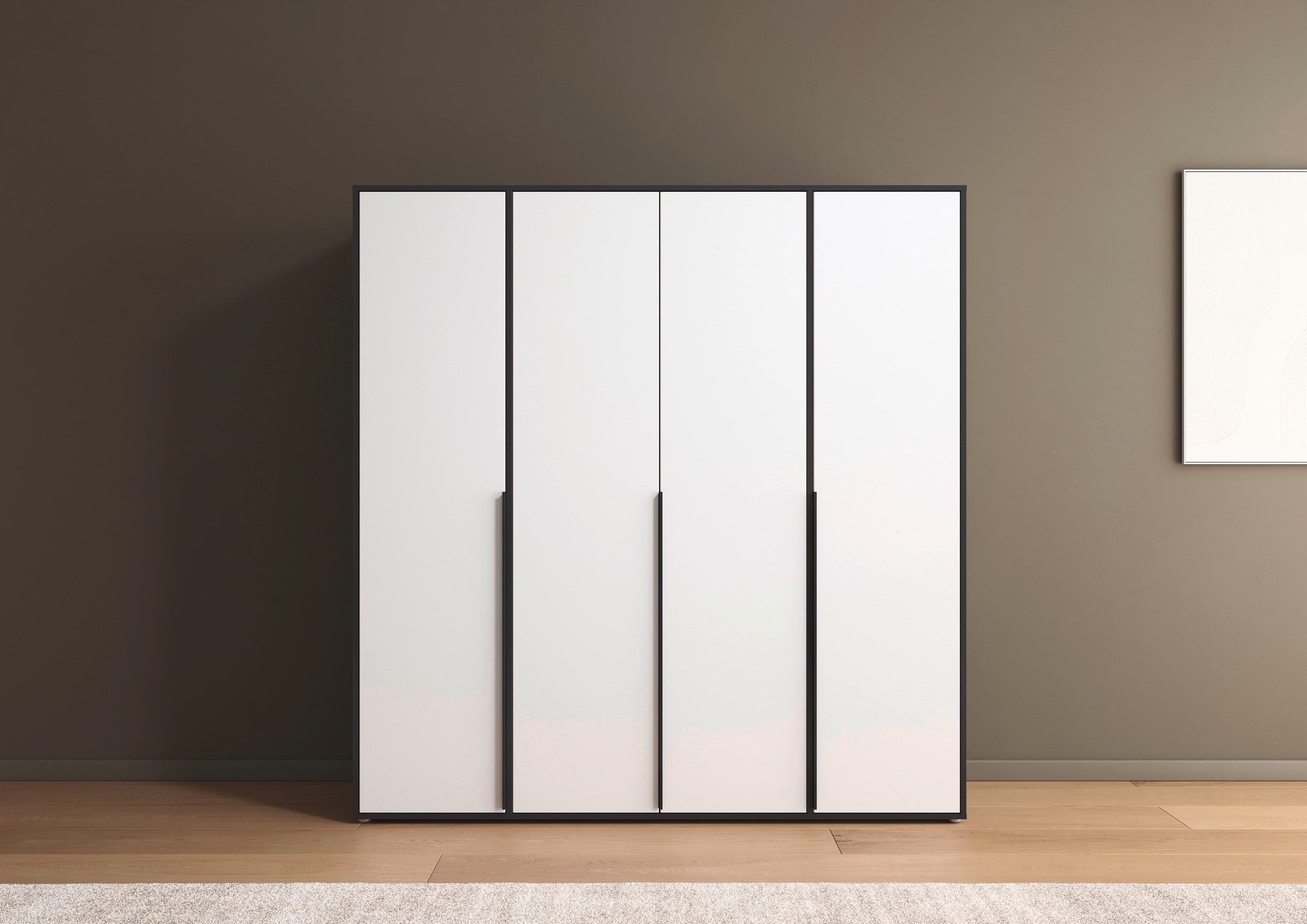 rauch Drehtürenschrank »Kleiderschrank Schrank Garderobe Wäscheschrank NAGATA viel Stauraum«, (in 3 verschiedenen Ausstattungen BASIC/CLASSIC/PREMIUM), mit modernen Stangengriffen in Graumetallic TOPSELLER MADE IN GERMANY