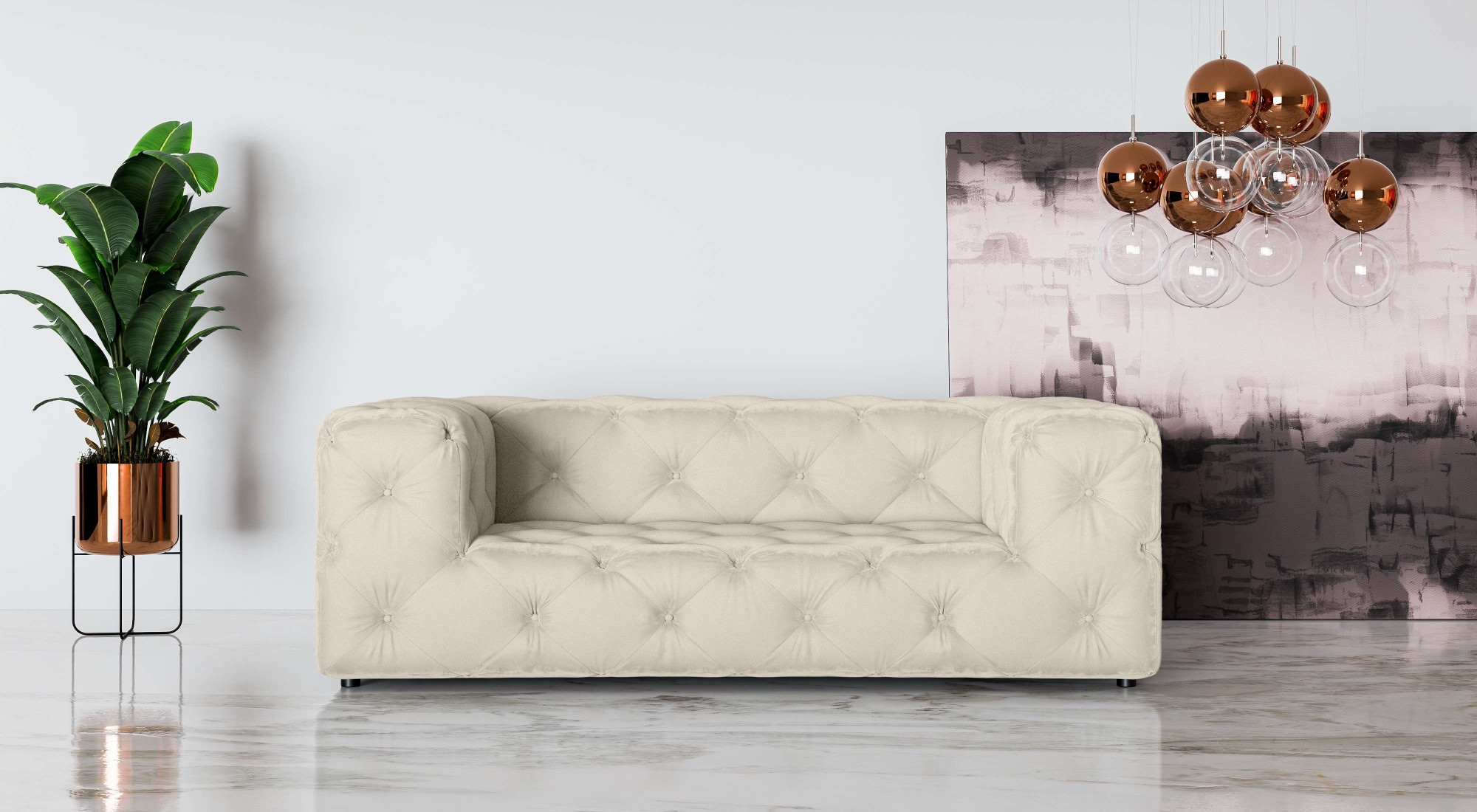 Places of Style 2-Sitzer »FOLLINA«, 2-Sitzer Sofa mit klassischer Chesterfield-Knopfheftung