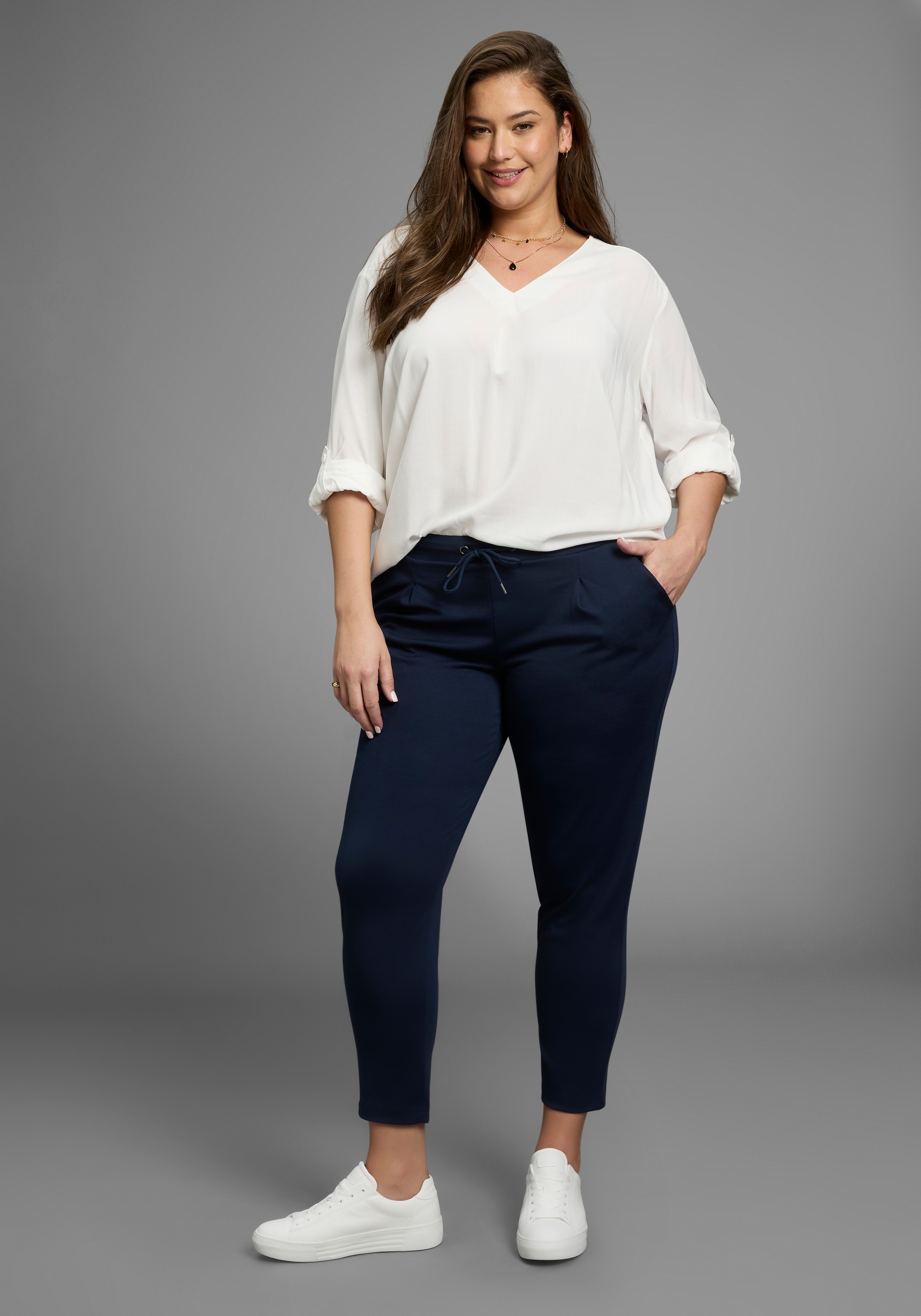 Laura Scott CURVE Jogger Pants  im sportiven Look aus formstabilem, elastischem Stoff - GROSSE GRÖSSE