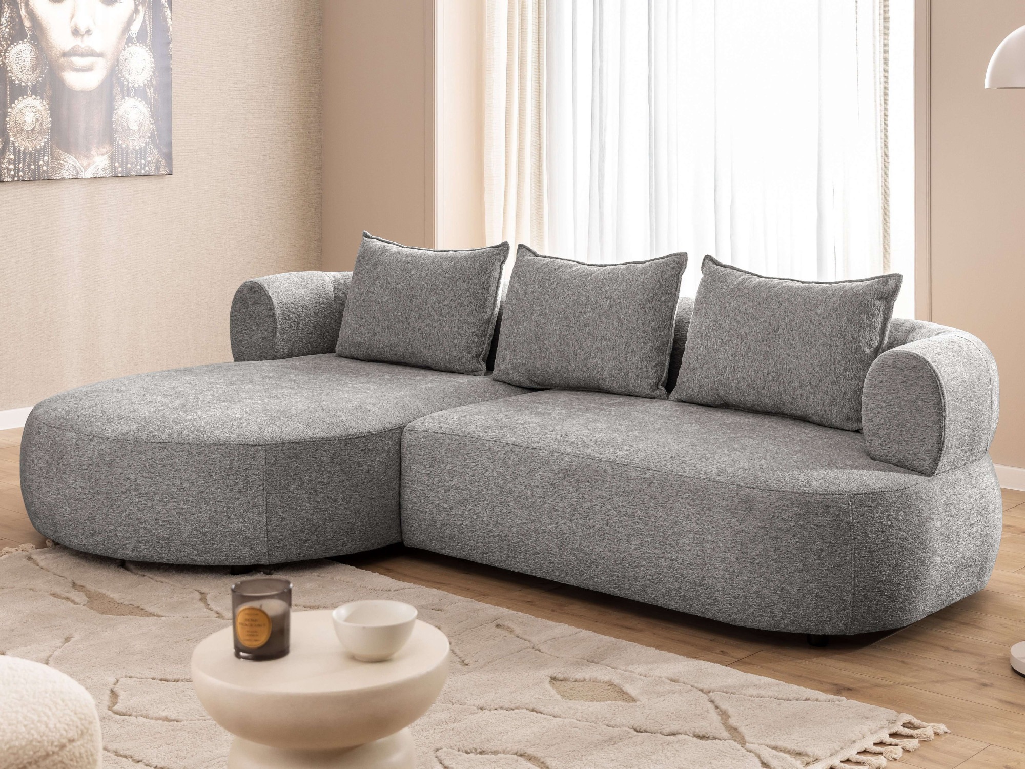 Home affaire Ecksofa »LUSSAC L-Form Design-Sofa mit Zierkissen, Maße B/T/H: günstig online kaufen