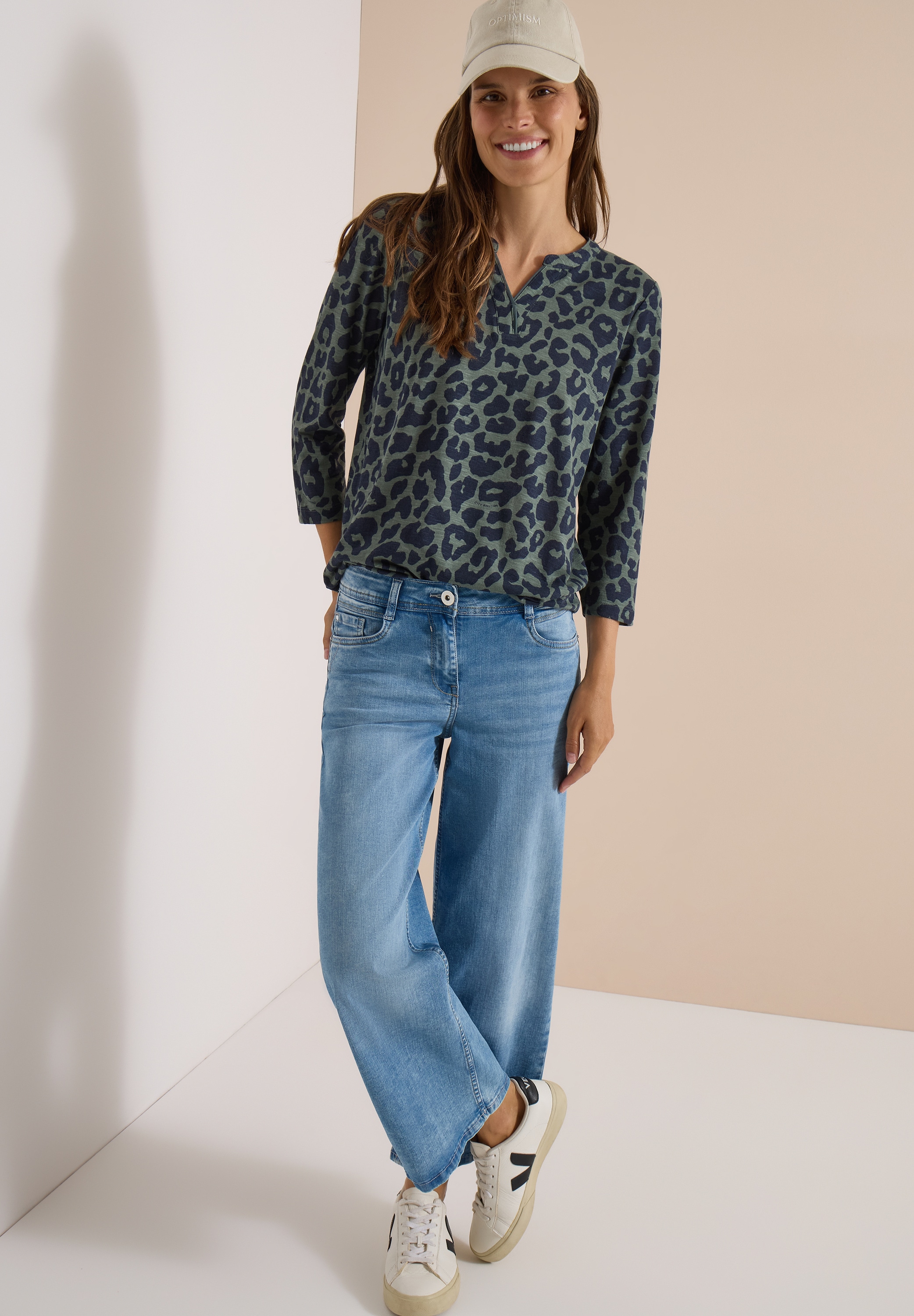 Cecil Print-Shirt Versetzter V-Ausschnitt mit Passe