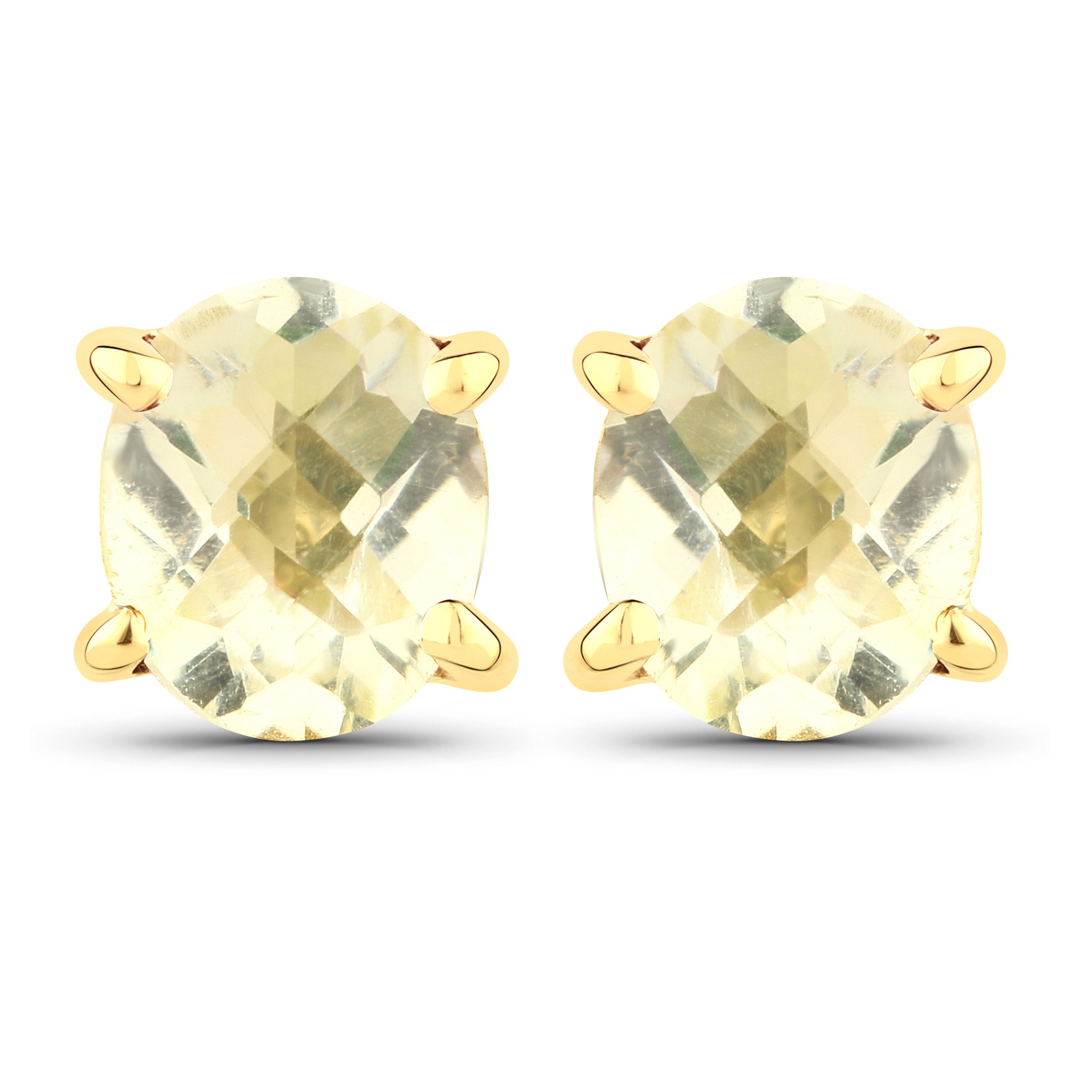 Vira Jewels Paar Ohrstecker »925-Sterling Silber vergoldet Glänzend Lemonquartz gelb«
