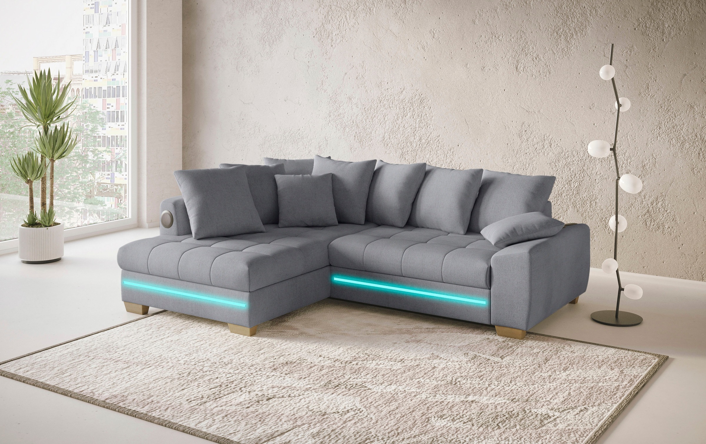 Mr. Couch Ecksofa »Nikita II, L-Form« mit Kaltschaum, RGB-LED, Soundsystem, günstig online kaufen