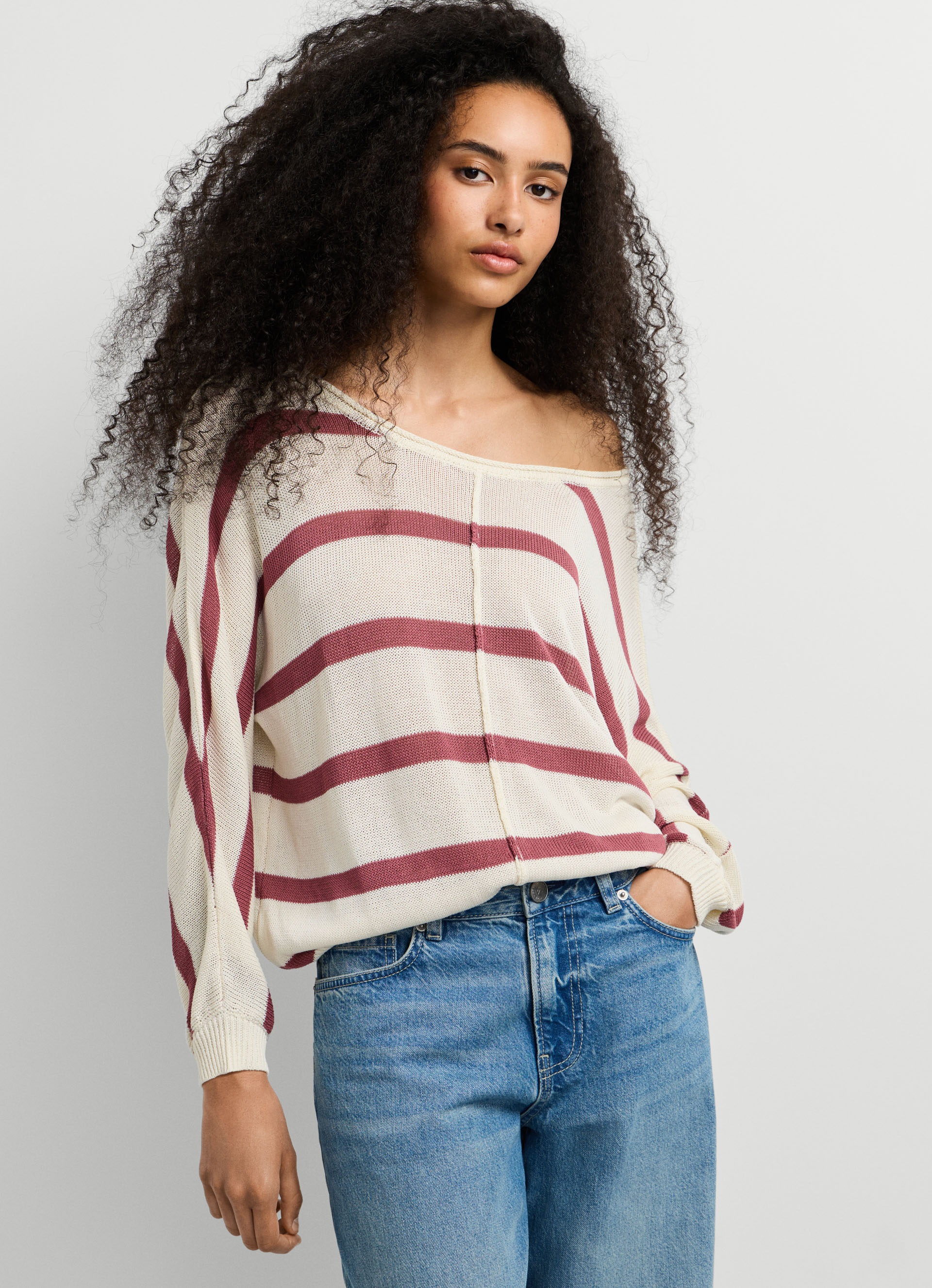 Pepe Jeans Strickpullover »ALBERTA« im Streifen-Design, locker geschnitten