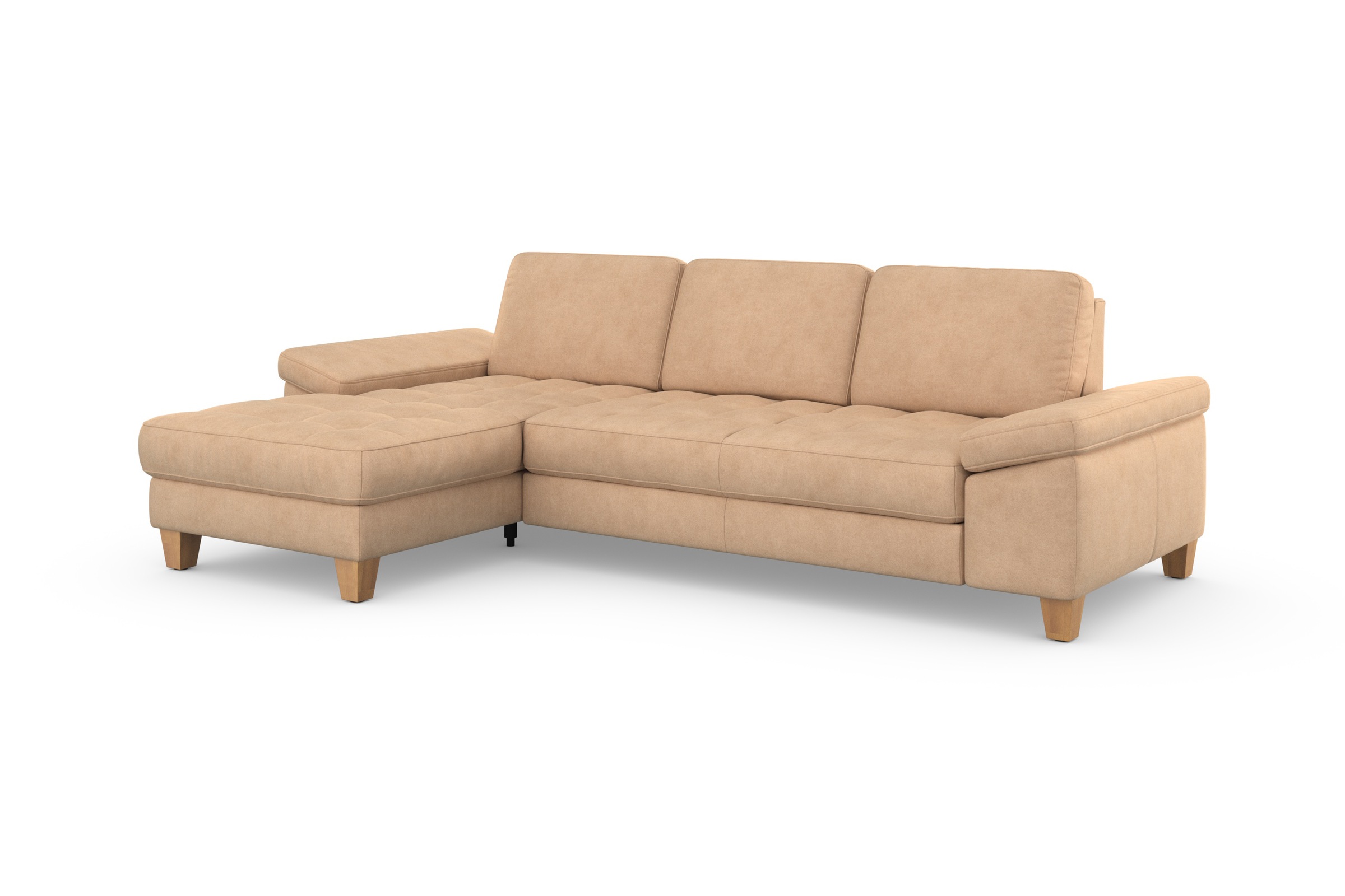 sit&more Ecksofa »Westham L-Form« mit Recamiere, mit oder ohne Bettfunktion, Bettkasten, Füße Eiche