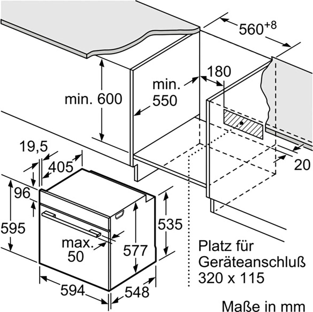 NEFF Einbaubackofen N 50 »B3ACE2AG0«, mit Teleskopauszug nachrüstbar, EasyClean®, voll versenkbare Backofentür dank Hide®