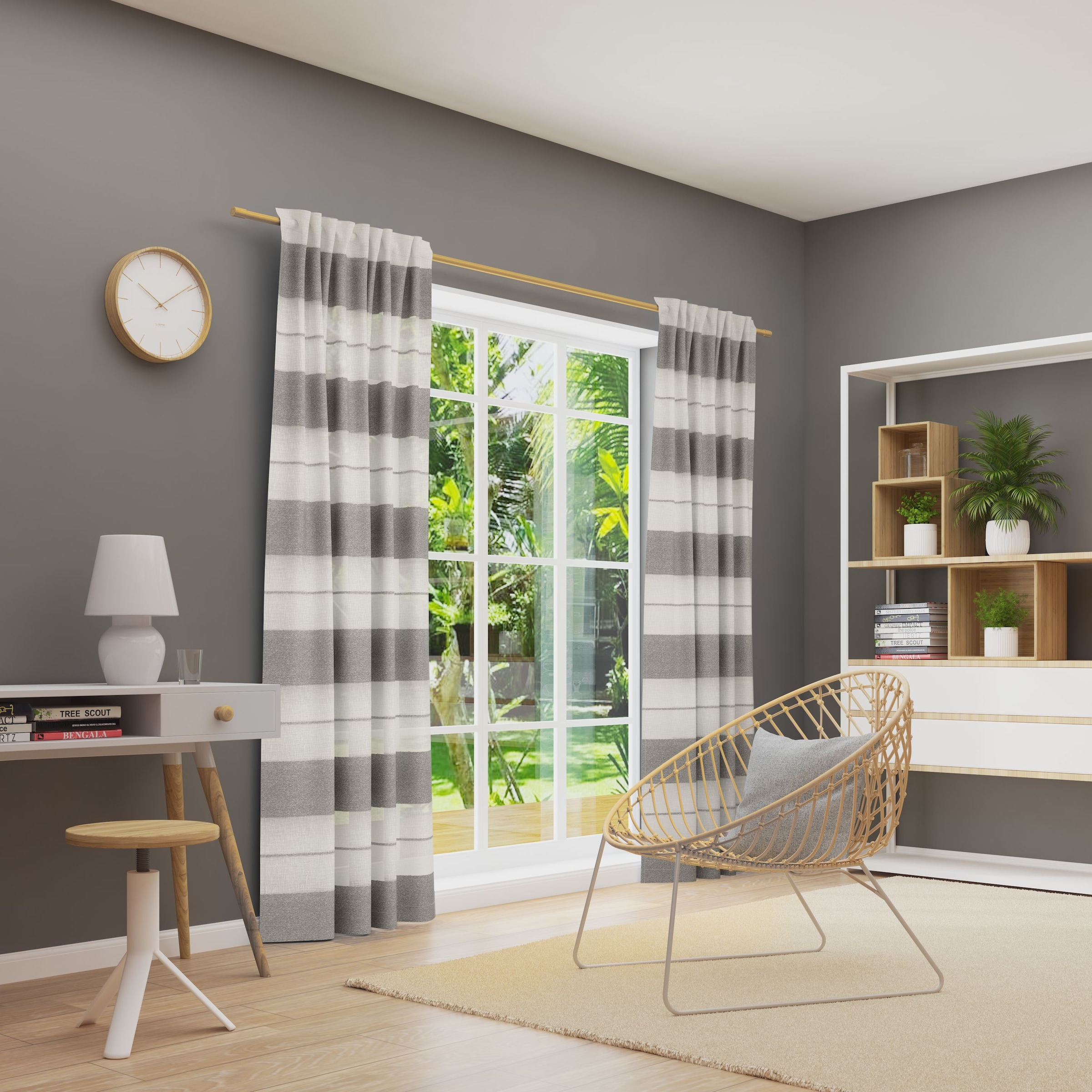 Neutex for you! Vorhang »FENJA« Multifunktionsband 1 Stk. tlg. Halbtransparenter Jacquardstoff mit Streifenstruktur