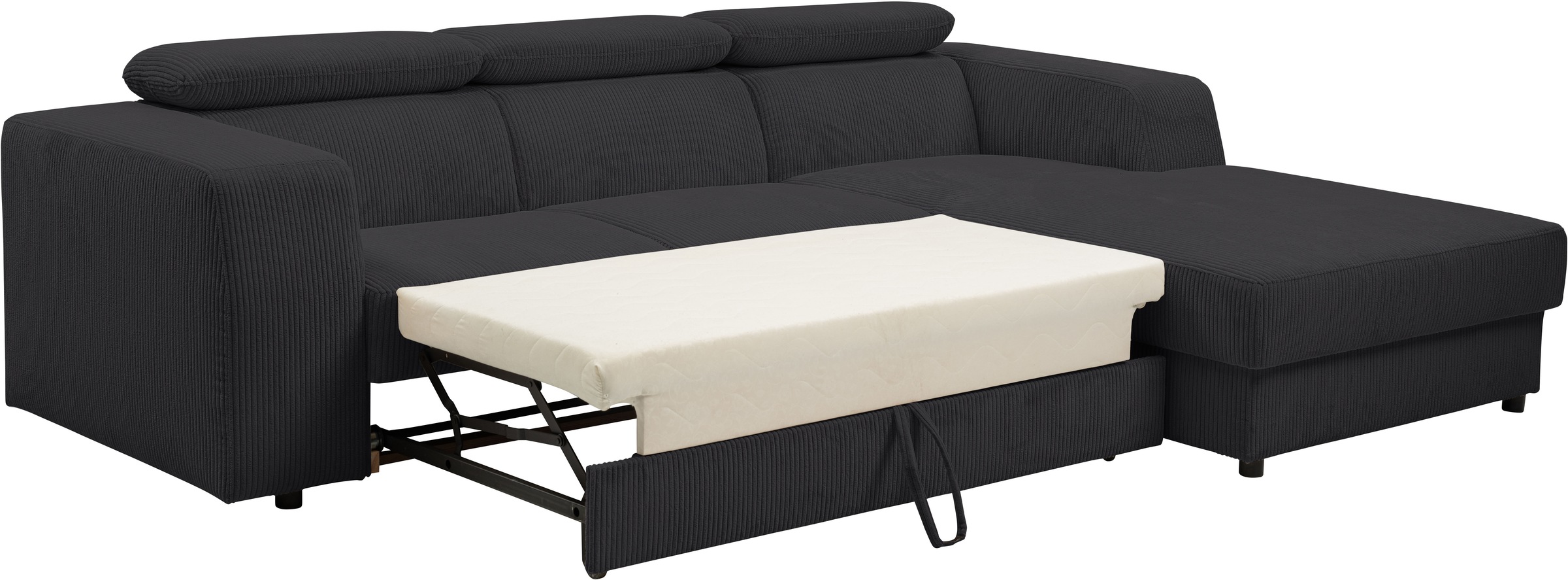 WERK2 Ecksofa »Cherry 270 x 192 cm modern & bequem, Kopfteilverstellung, Bettfunktion« Cord, L-Form, XXL, Schlaffunktion, Bettkasten