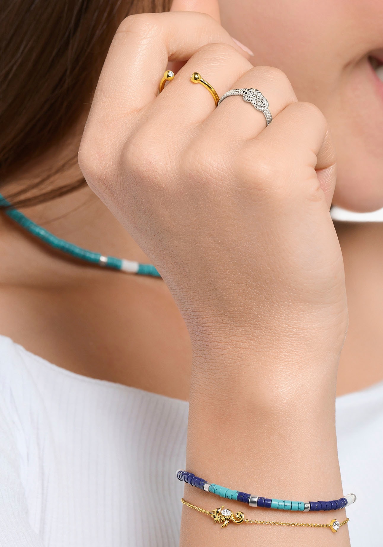 THOMAS SABO Armband »blaue Steinen, A2065-775-7-L20V«, mit Türkis-Imitat, Lapislazuli, Achat