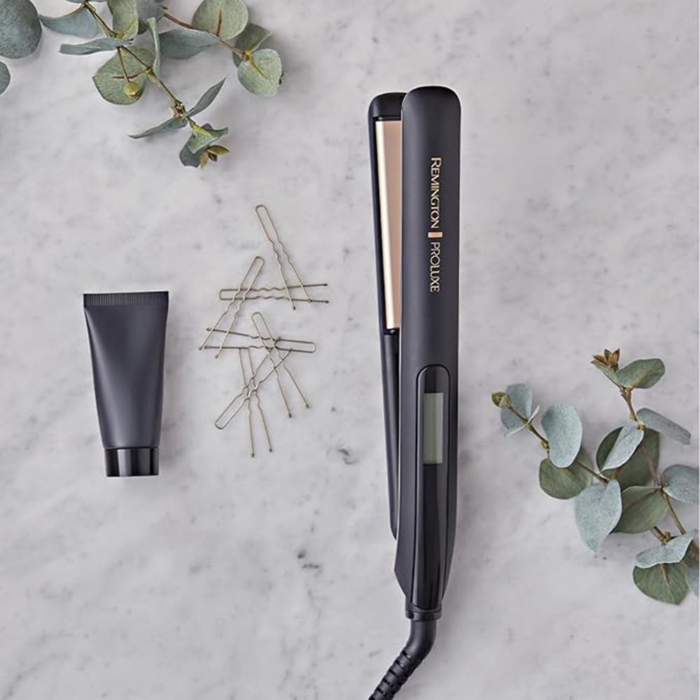 Remington Glätteisen »S9100B E51 PROluxe Midnight«, Ultimate-Glide-Keramik-Beschichtung, OPTIheat-Technologie, LCD display, 110mm lange Keramikstylingplatten