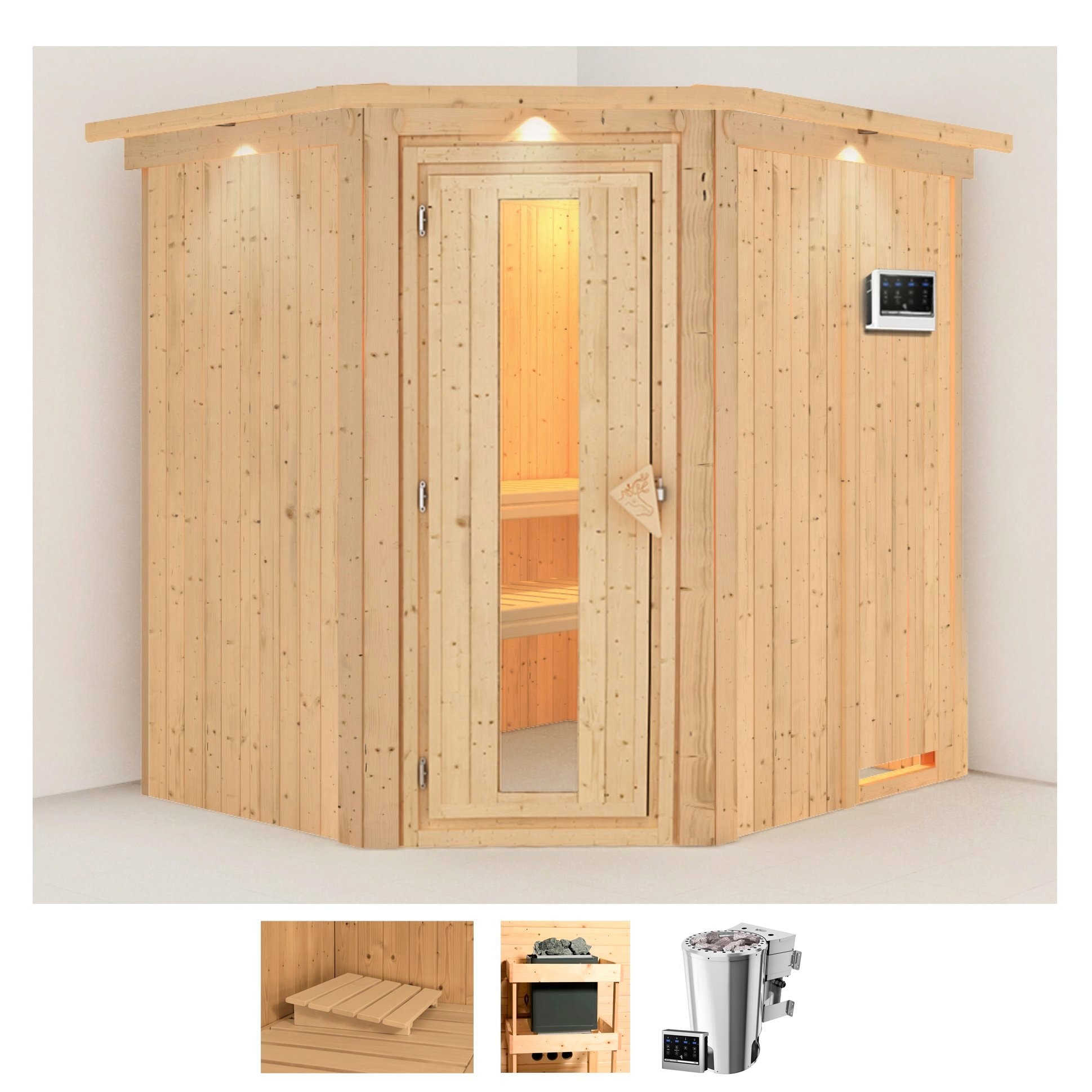 Karibu Sauna »Laila« Set, 3,6-kW-Bio-Plug & Play Ofen mit externer Steuerun günstig online kaufen