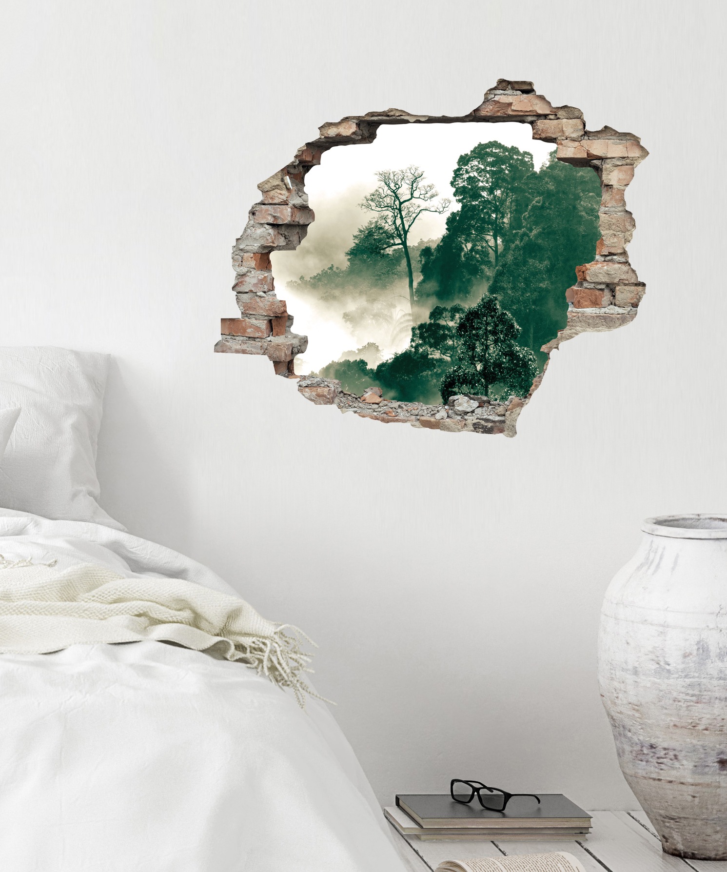 queence Wandtattoo »Regenwald«, (1 St.), Wandsticker, Wandbild, selbstklebend, 3D, Wanddurchbruch