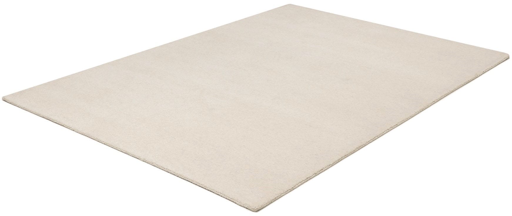 my home Wollteppich »Gabbo Natur, Handgefertigt, Teppich, reine Wolle, meliert« rechteckig 14 mm Höhe reine Wolle, Uni, Wohnzimmer, Schlafzimmer, Esszimmer