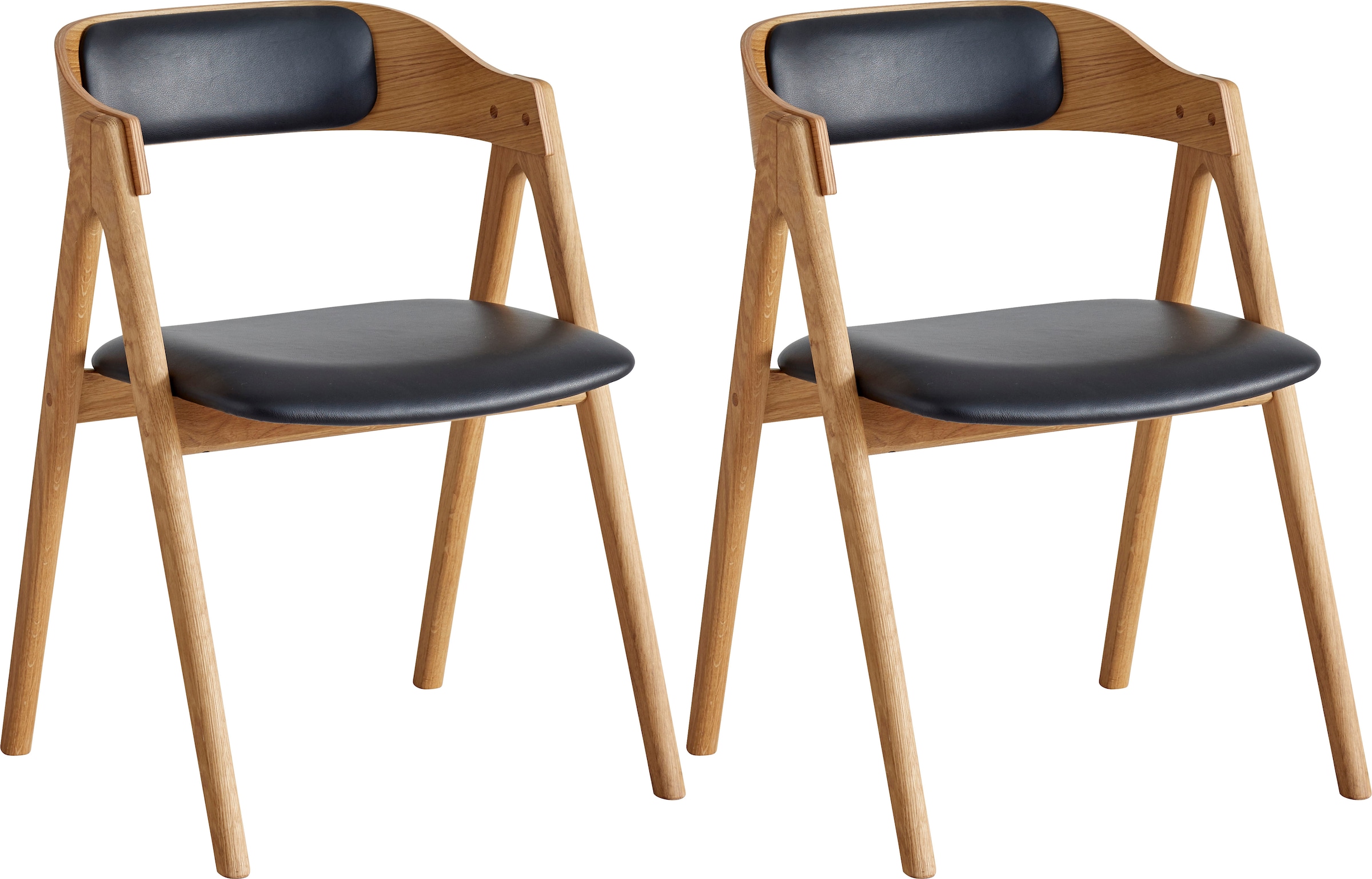 Hammel Furniture Holzstuhl »Findahl by Mette«, kaufen (Set), und St., 2 Hammel Massivholz, Sitz Leder mit Rückenpolster aus online