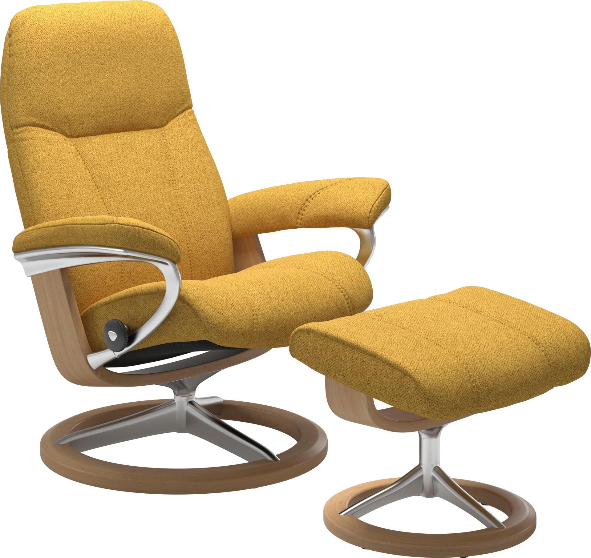 Stressless® Relaxsessel »Consul«, (Set, Relaxsessel mit Hocker), mit Hocker, mit Signature Base, Größe M, Gestell Eiche