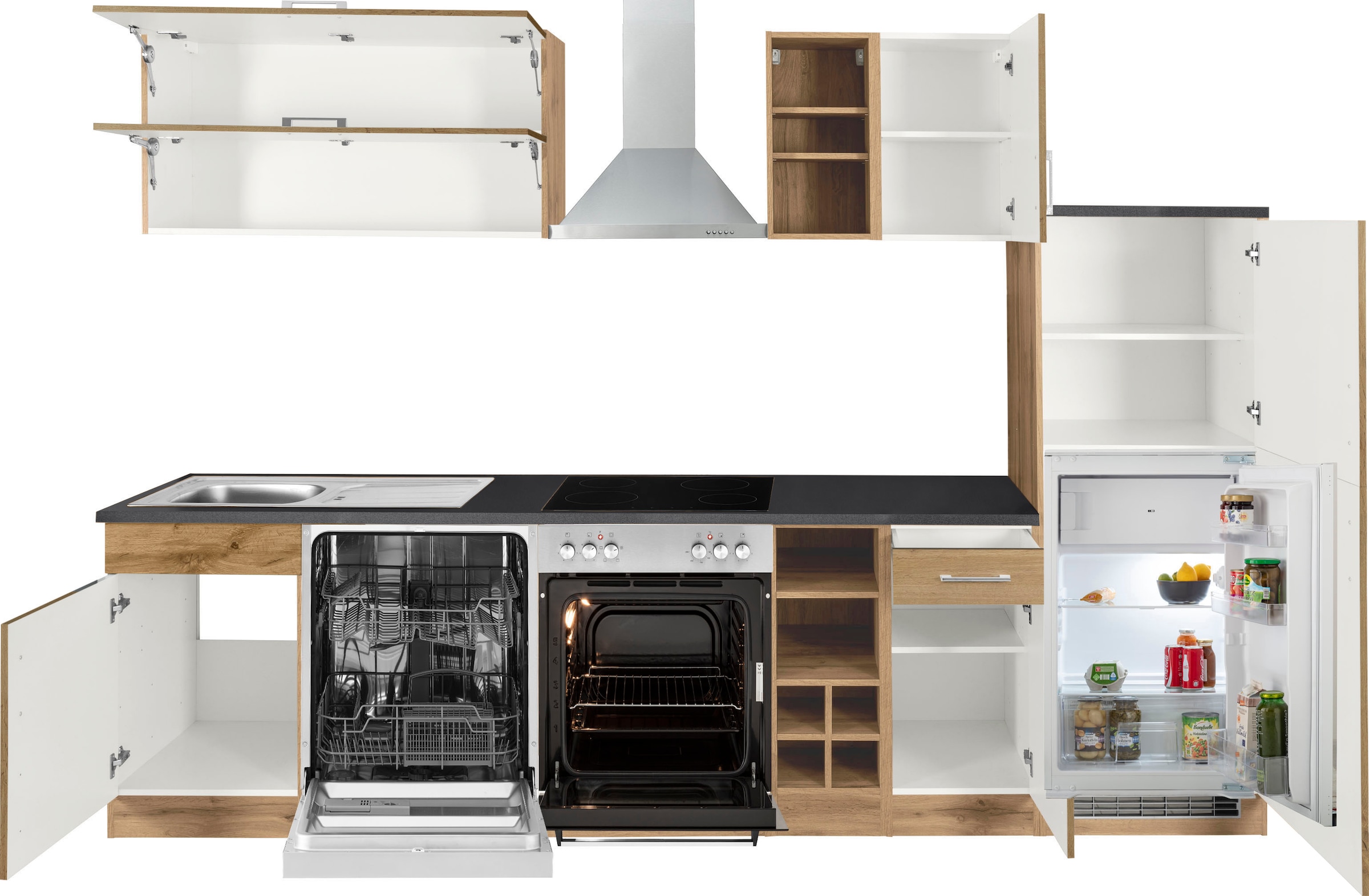 KOCHSTATION Küchenzeile »KS-Colmar«, mit E-Geräten, Breite 300 cm