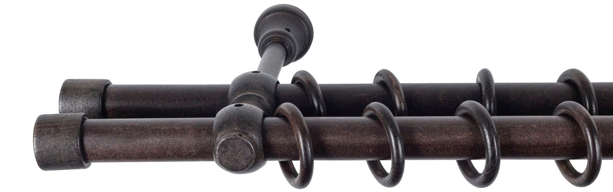 SN DECO GROUP Gardinenstange »Cafiro«, 2 läufig-läufig, Fixmaß, 28 mm, Holz, verschiedene Längen und Farben, Komplettset