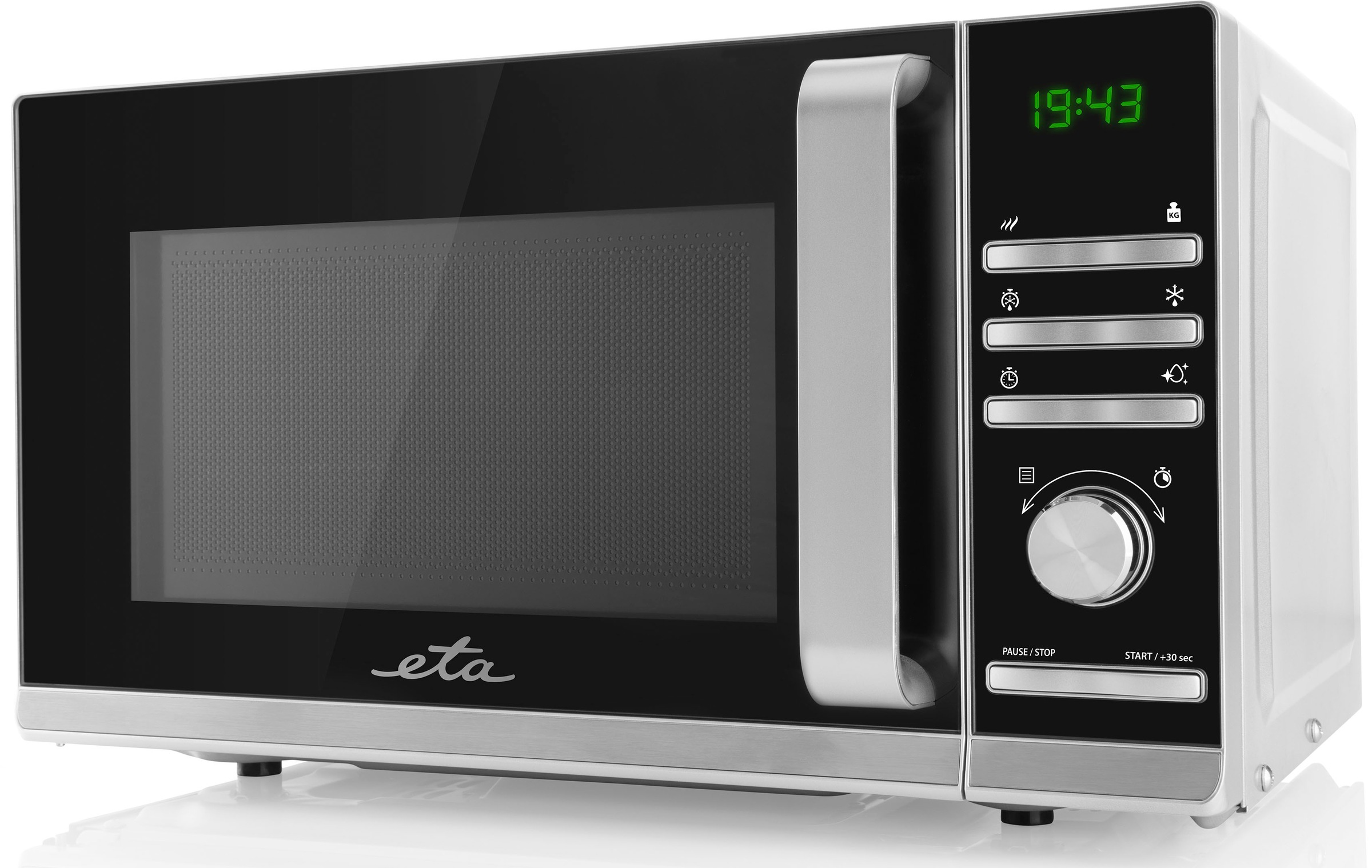 eta Mikrowelle »Galeto ETA121090000«, Mikrowelle, 1200 W, silber, mit 3 Auftaufunktionen und 700 Watt