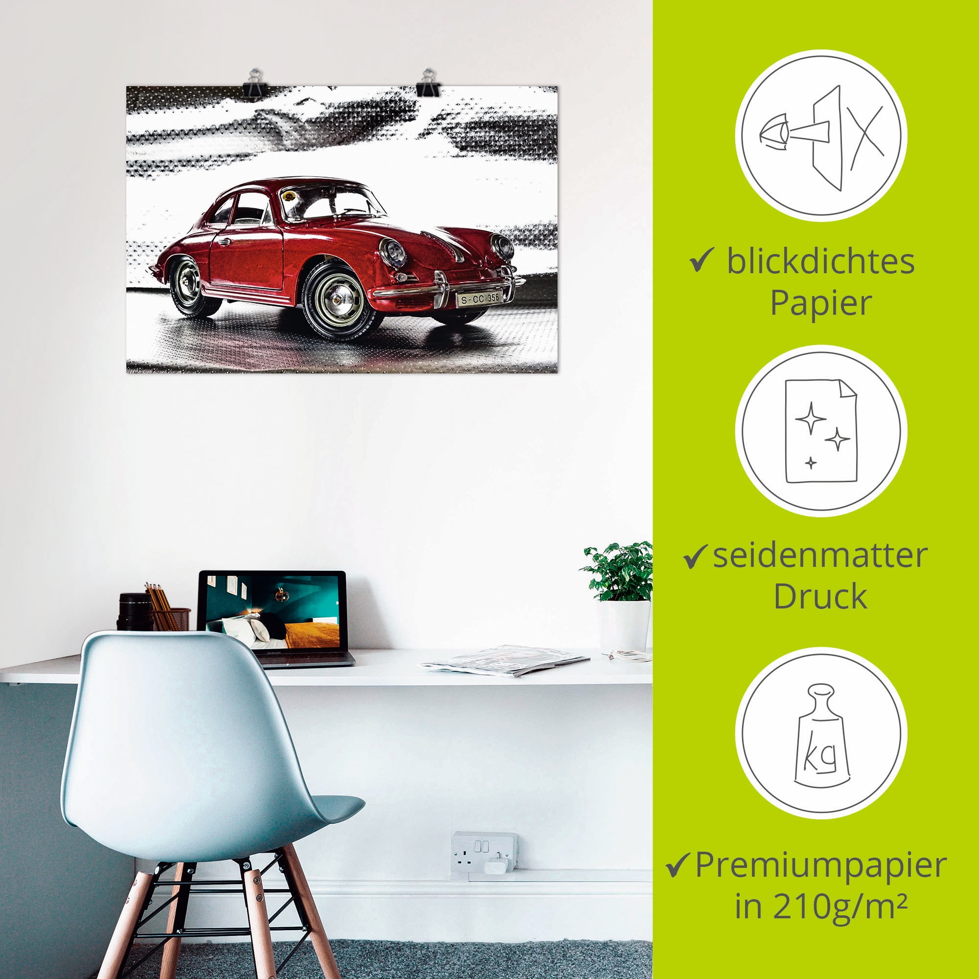Artland Wandbild »Klassiker - Der Porsche 356«, Auto, (1 St.), als Alubild, Outdoorbild, Leinwandbild, Poster, Wandaufkleber