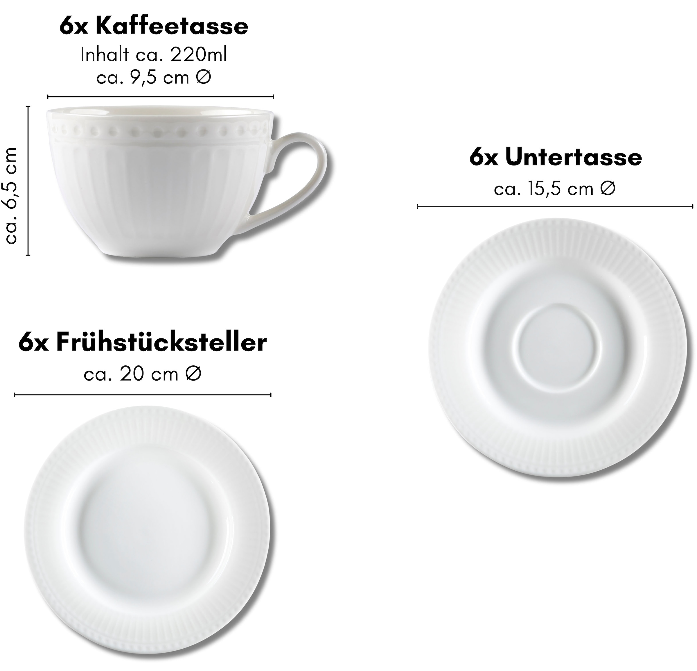 Ritzenhoff & Breker Kaffeeservice »Sofia«, (Set, 18 tlg.), Reliefdekoration