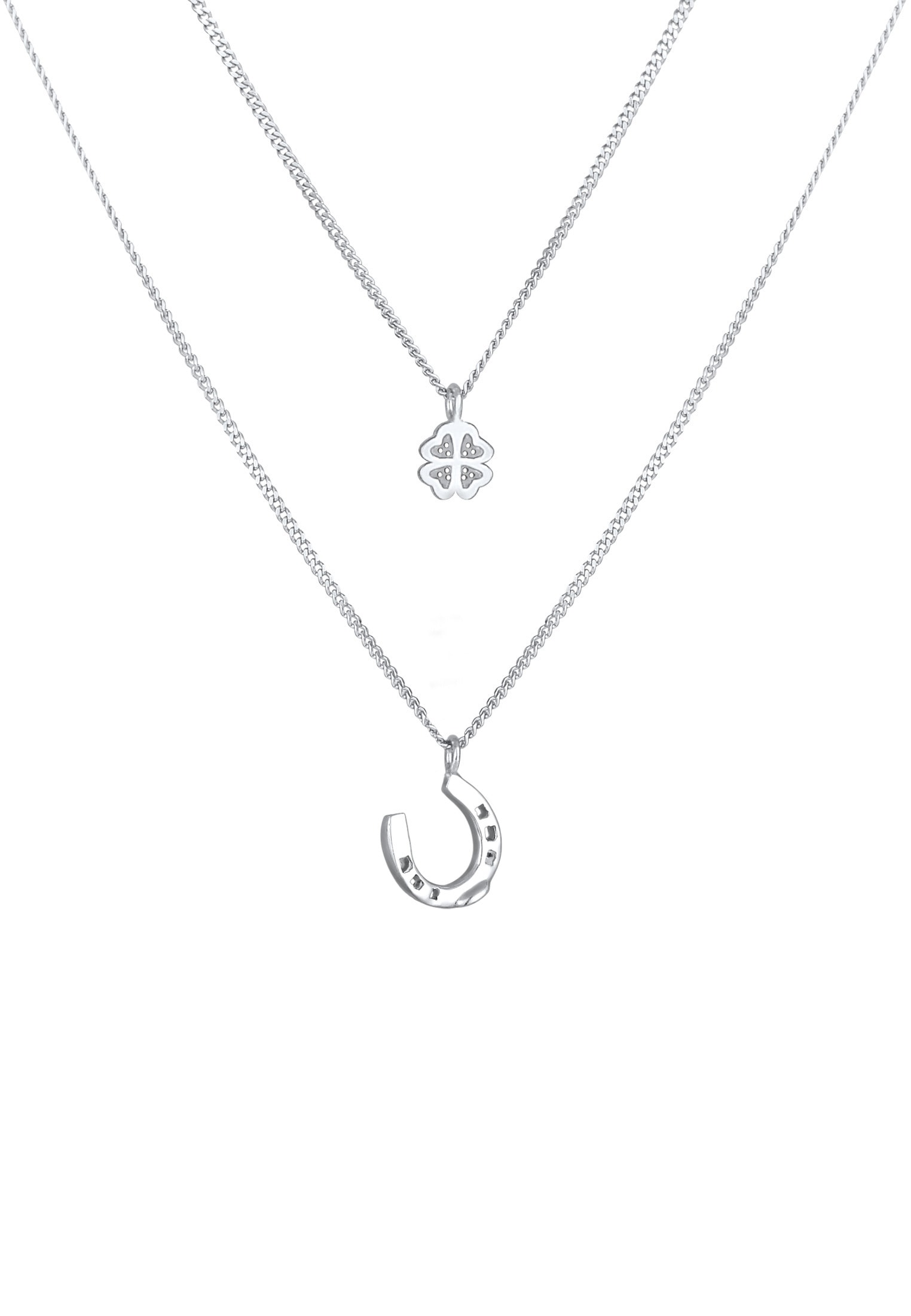 Nenalina Gliederkette »Layer Kleeblatt Hufeisen Glück 925 Silber«