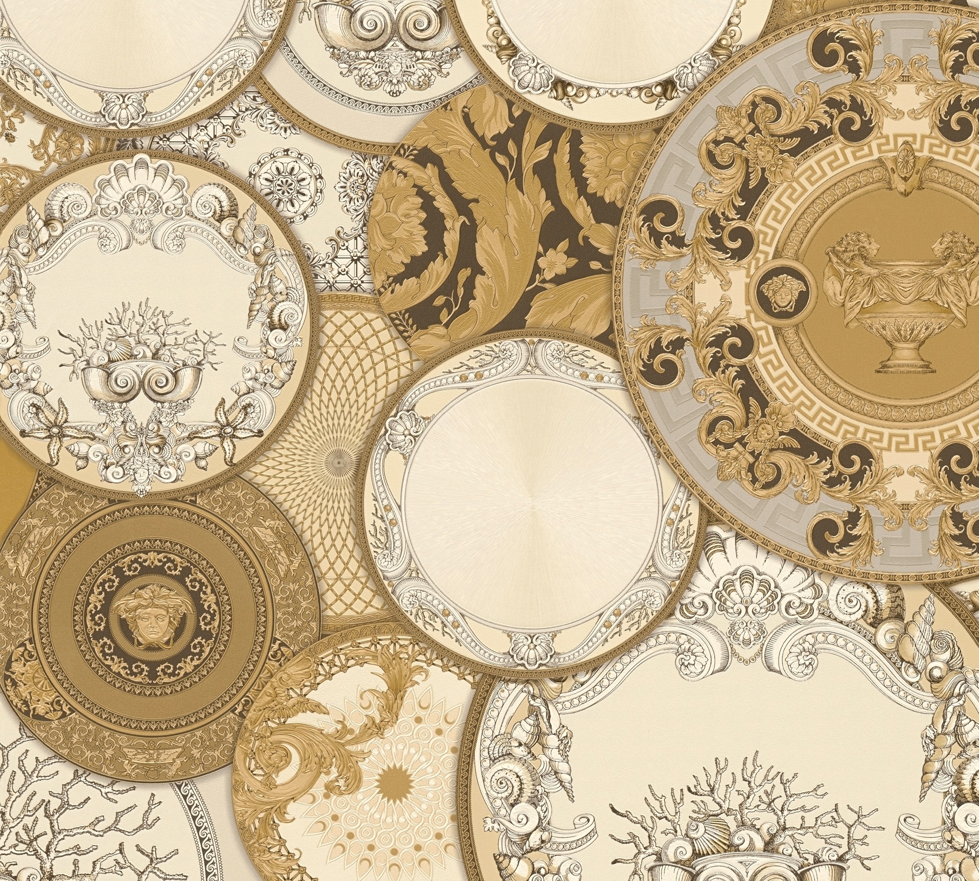 Versace Vliestapete »Versace 6 Art De La Table –« 3D-Optik | Barock | Motiv geprägt Elegantes Ornamentdesign mit Metallic-Glanz & feiner Prägung
