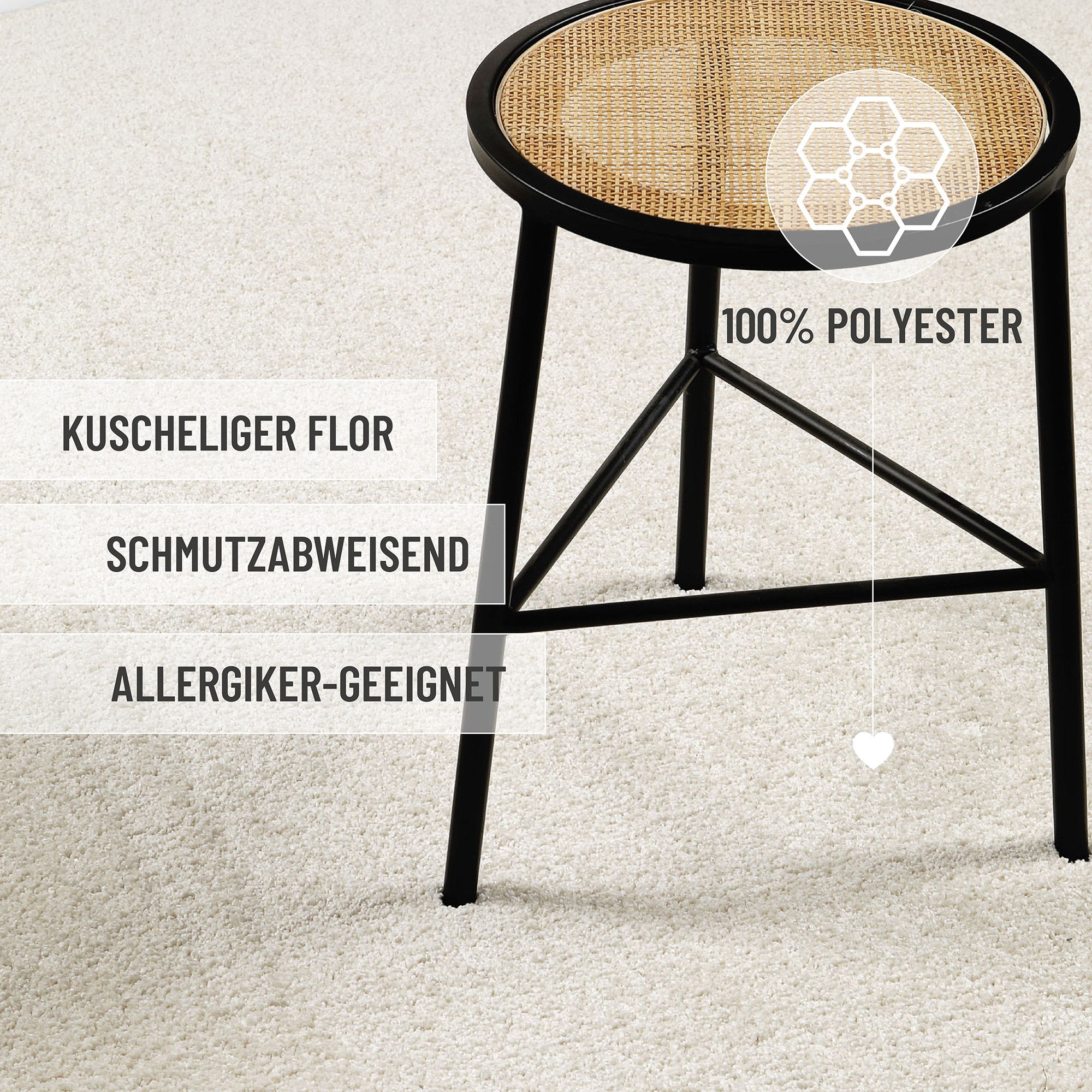 Wecon home Basics Hochflor-Teppich »Nova«, rund, 25 mm Höhe, Shaggy, gewebt, robust, Wohnzimmer, Schlafzimmer