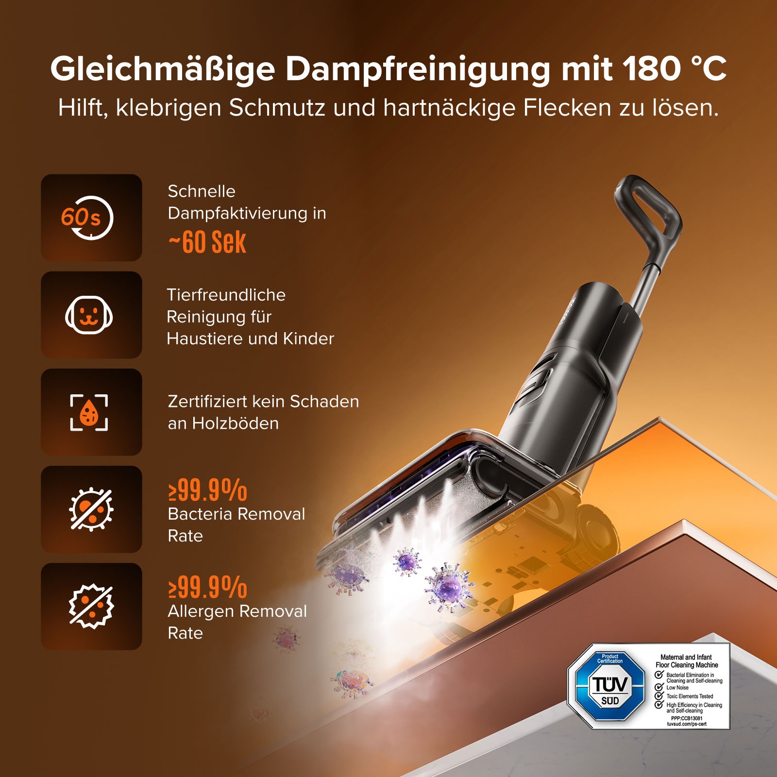 Roborock Nass-Trocken-Sauger »F25 Steam-Kit, 25.000 Pa Saugkraft, vier Reinigungsmodi« Dampfreinigung, Lay-Flat-Reinigung, Selbstreinigung und Trocknung