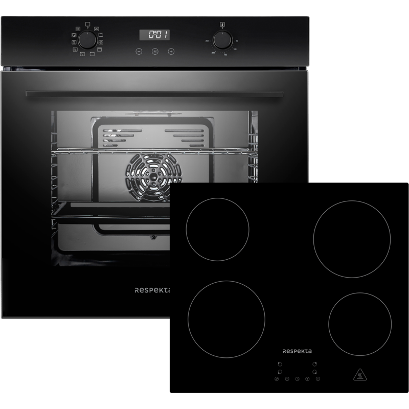 RESPEKTA Backofen-Set »ASET7004400« mit 1-fach-Teleskopauszug Set, 2 Stk. tlg. Schwarz LED Timer mit Touch Control