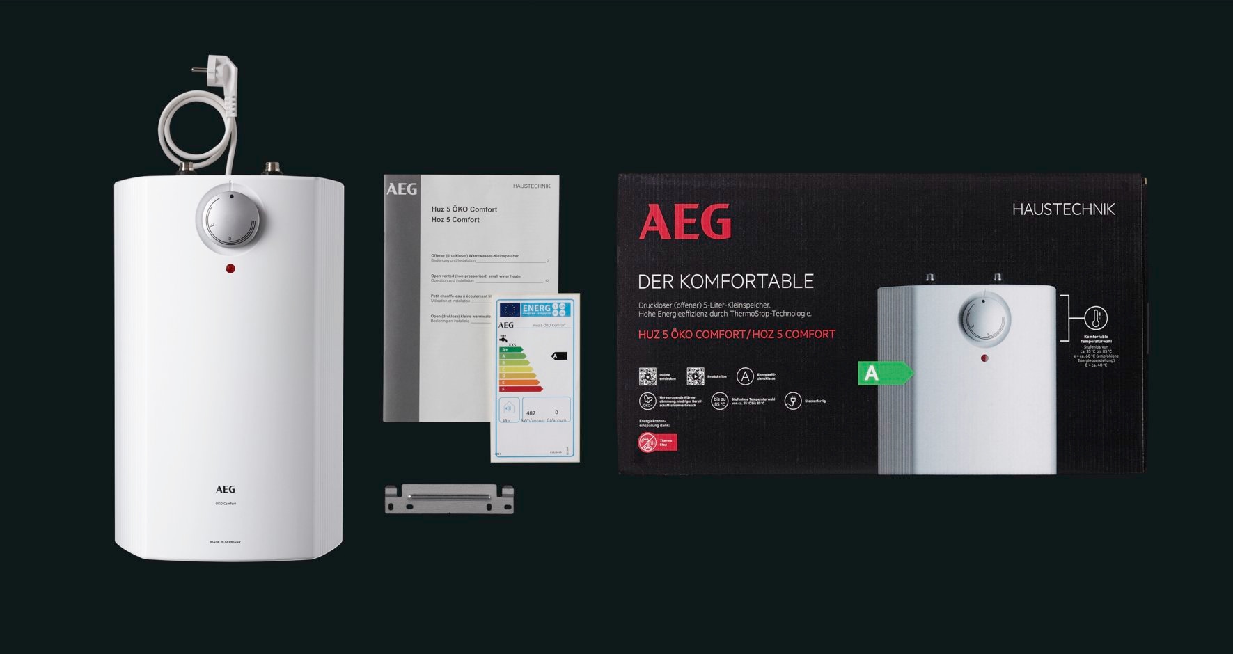 AEG Haustechnik Kleinspeicher »Hoz 5 Comfort, Übertischboiler 5 Liter«, Niederdruck, mit Stecker, niedriger Standby-Verbrauch