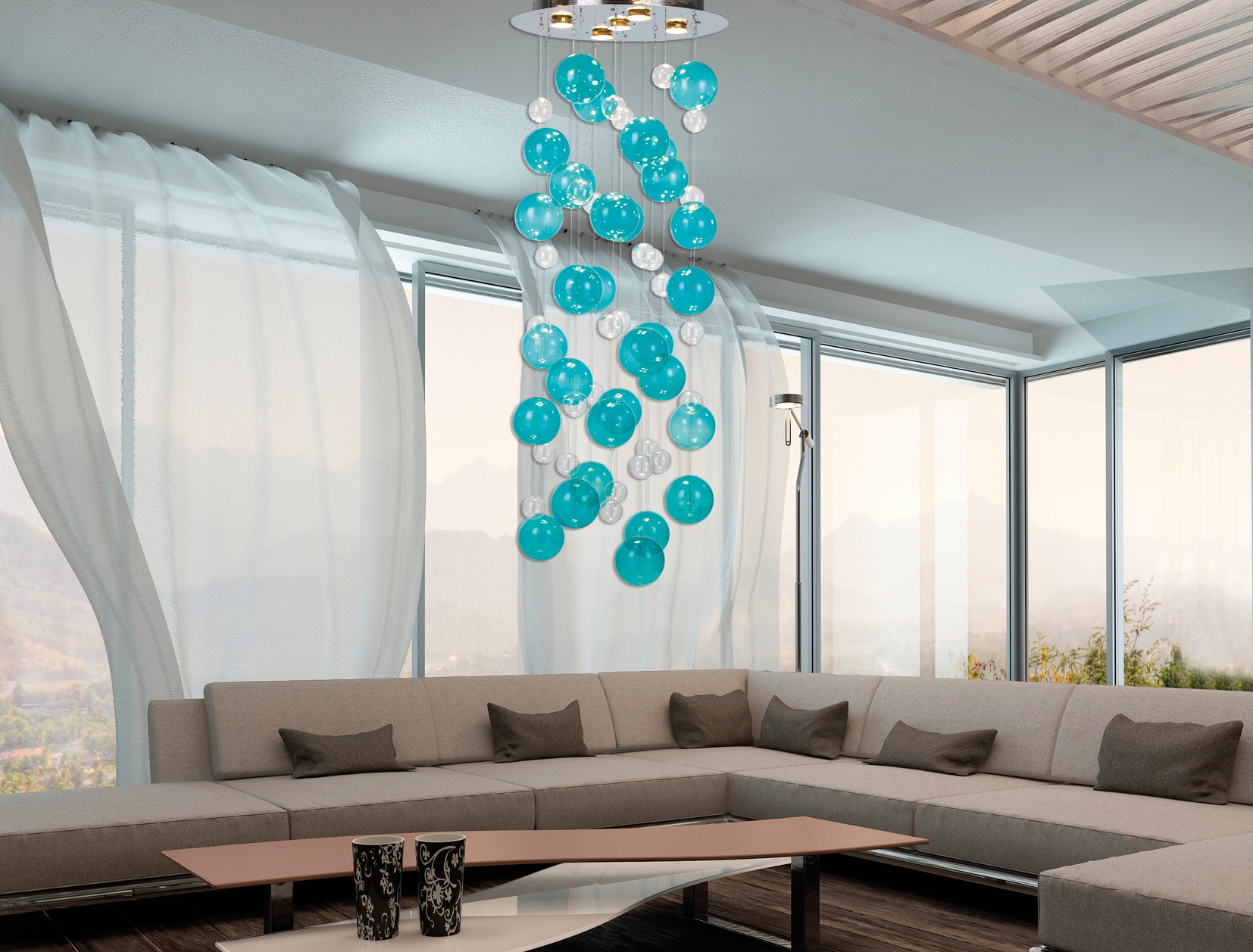 näve LED Pendelleuchte »Explosion« GU10 1 Stk. Warmweiß kleine und große bunte Glaskugeln, inkl. GU10 Leuchtmittel warmweiß