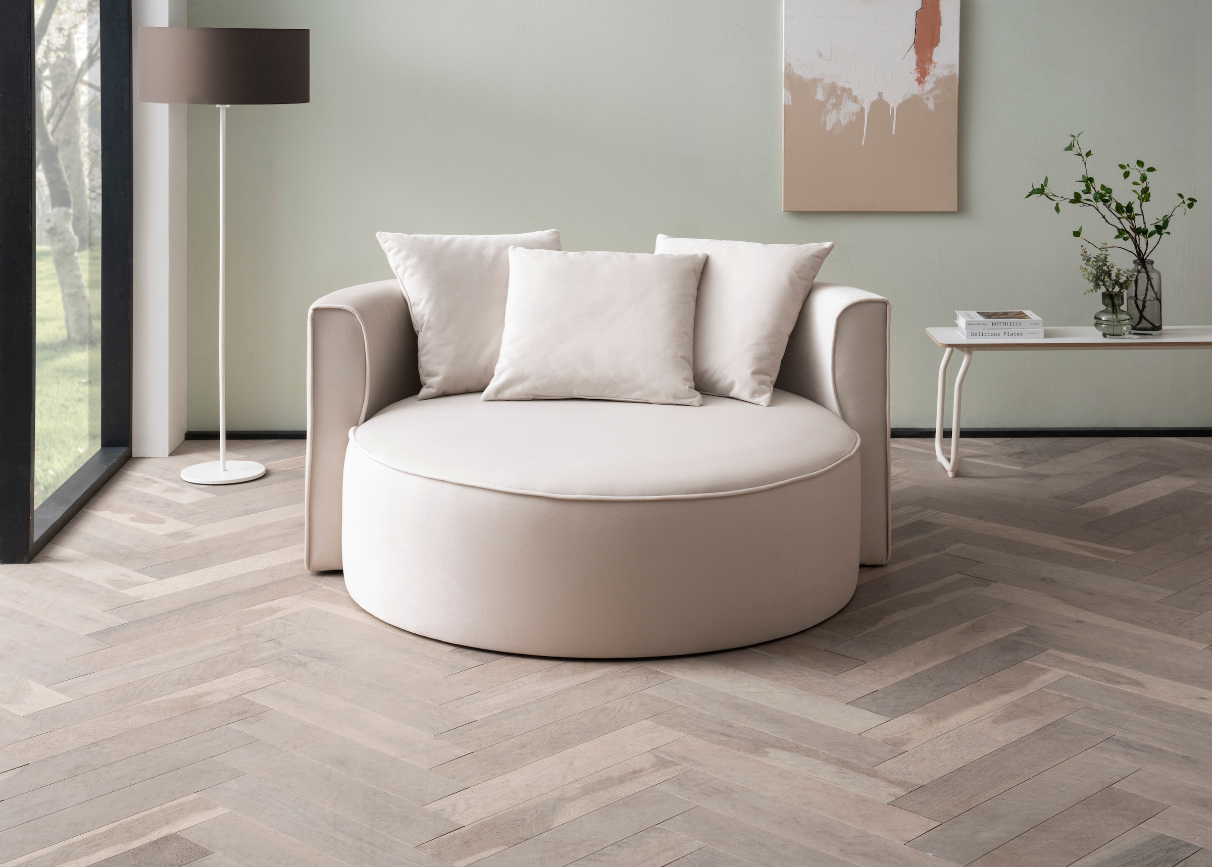 LeGer Home by Lena Gercke XXL-Sessel »Isalie, Lesesessel, Loveseat, inklusive Zierkissen« extra große Sitzfläche, optional mit Hocker, Cord, Samt, Bouclé