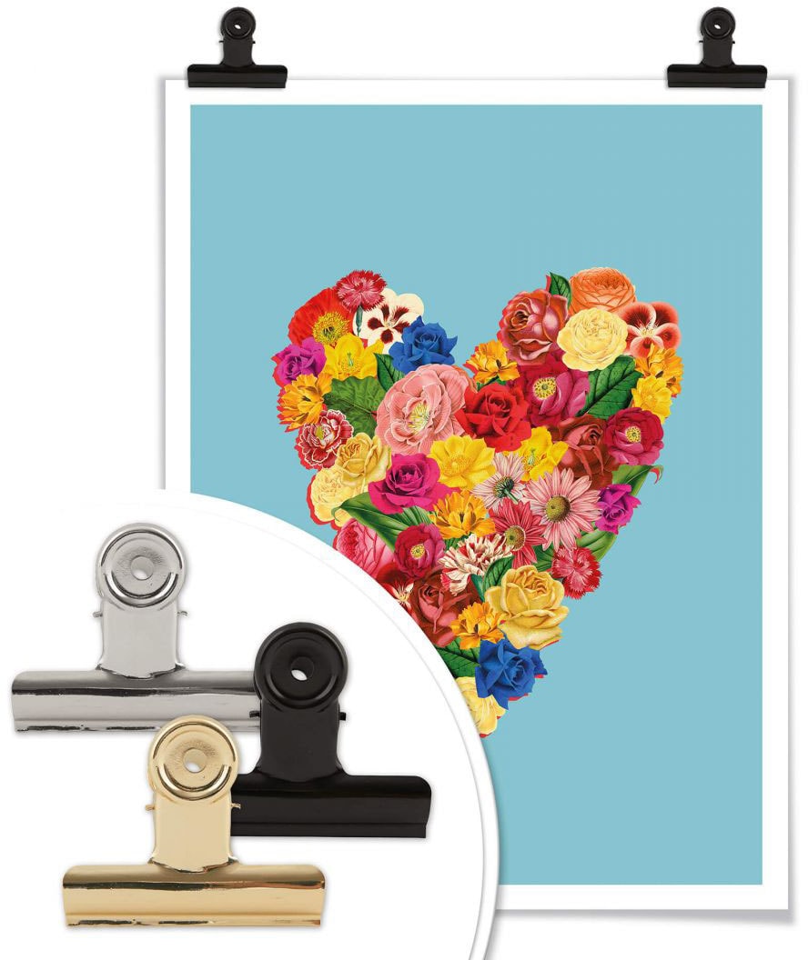 Wall-Art Poster »Blumen Herz Sommerliebe«, Herz, (1 St.), Poster ohne Bilderrahmen