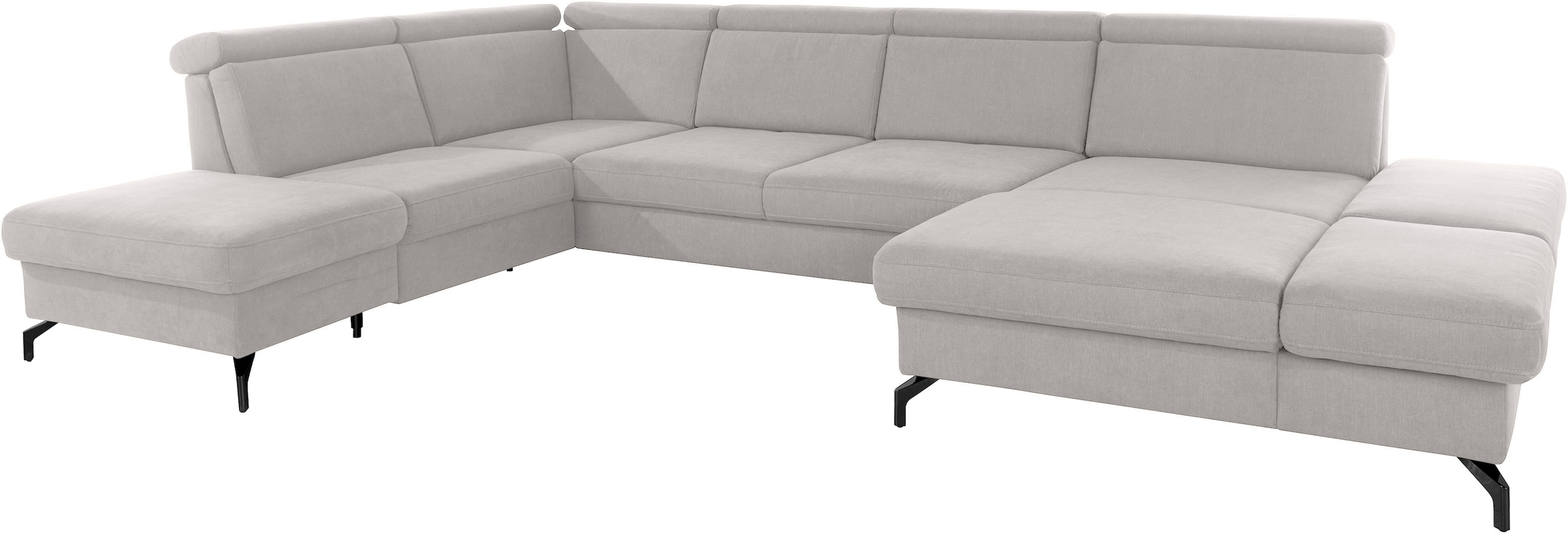 sit&more Wohnlandschaft »Brisbane U-Form«, Fußhöhe 12 cm, inklusive Sitztiefen-, Armteil- und Kopfteilverstellung