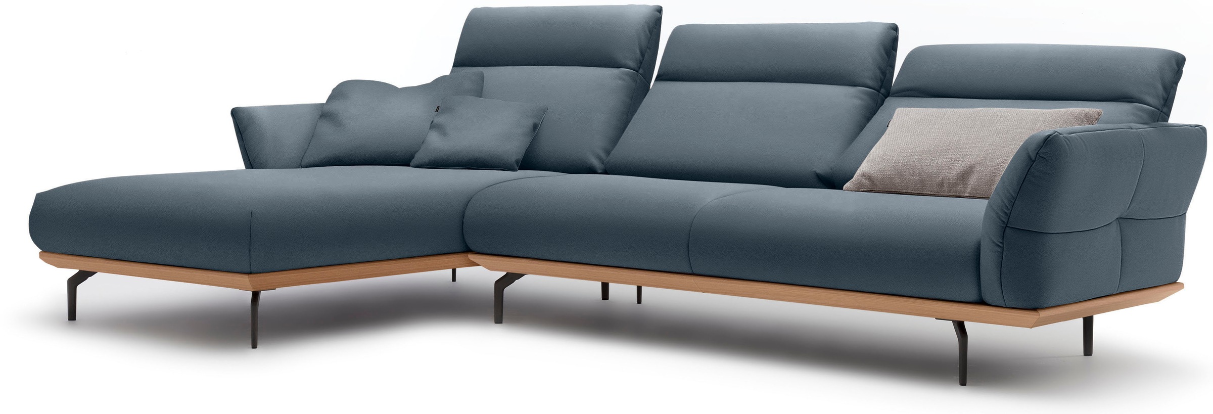 Creation BY ROLF BENZ Ecksofa »CR.460«, Sockel in Eiche, Winkelfüße in Umbragrau, Breite 318 cm