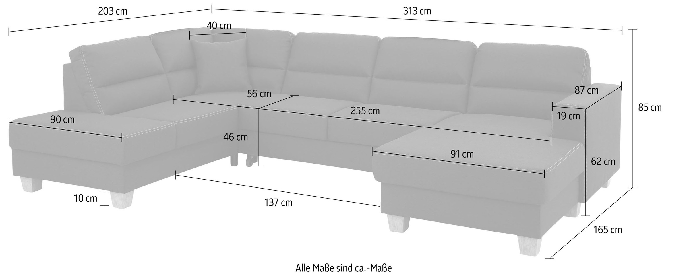 Home affaire Wohnlandschaft »Navan, U-Form«, wahlweise mit Bettfunktion und Kopfstütze